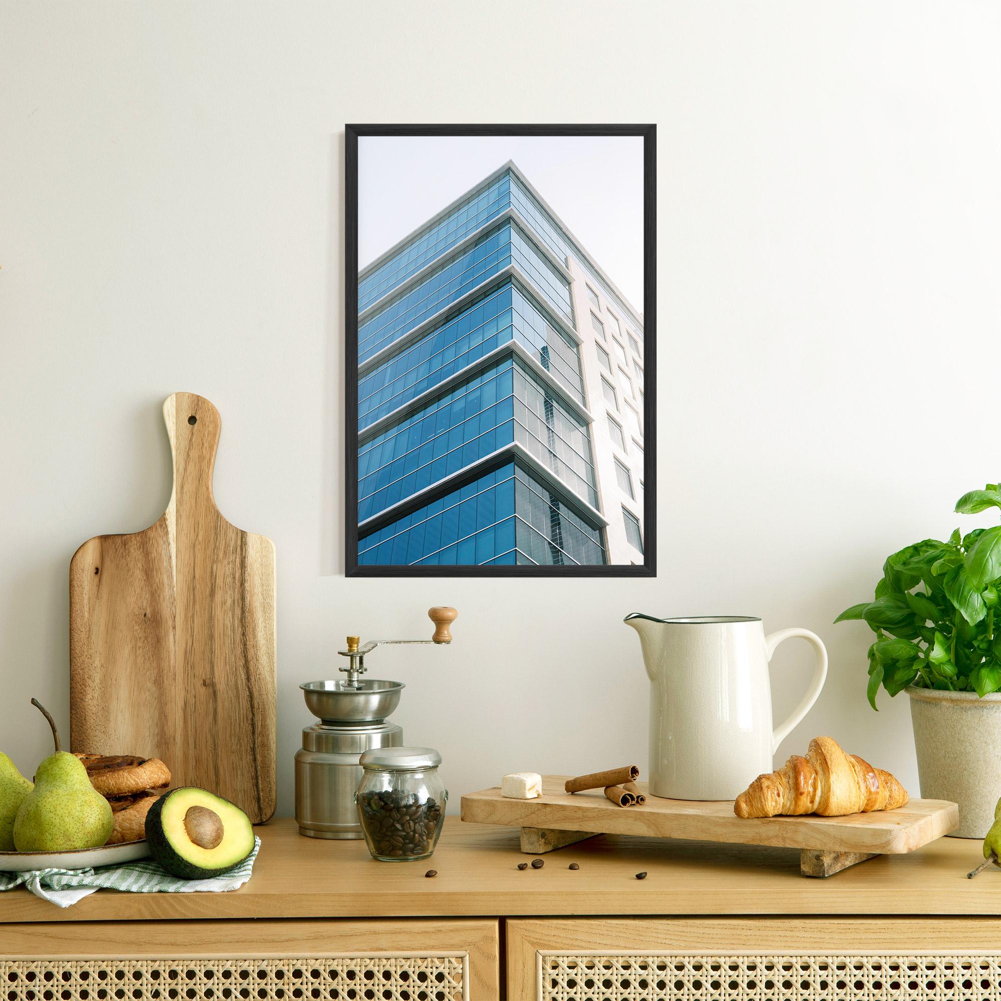 Gerahmte Poster Blue Glass Tower mockup 8