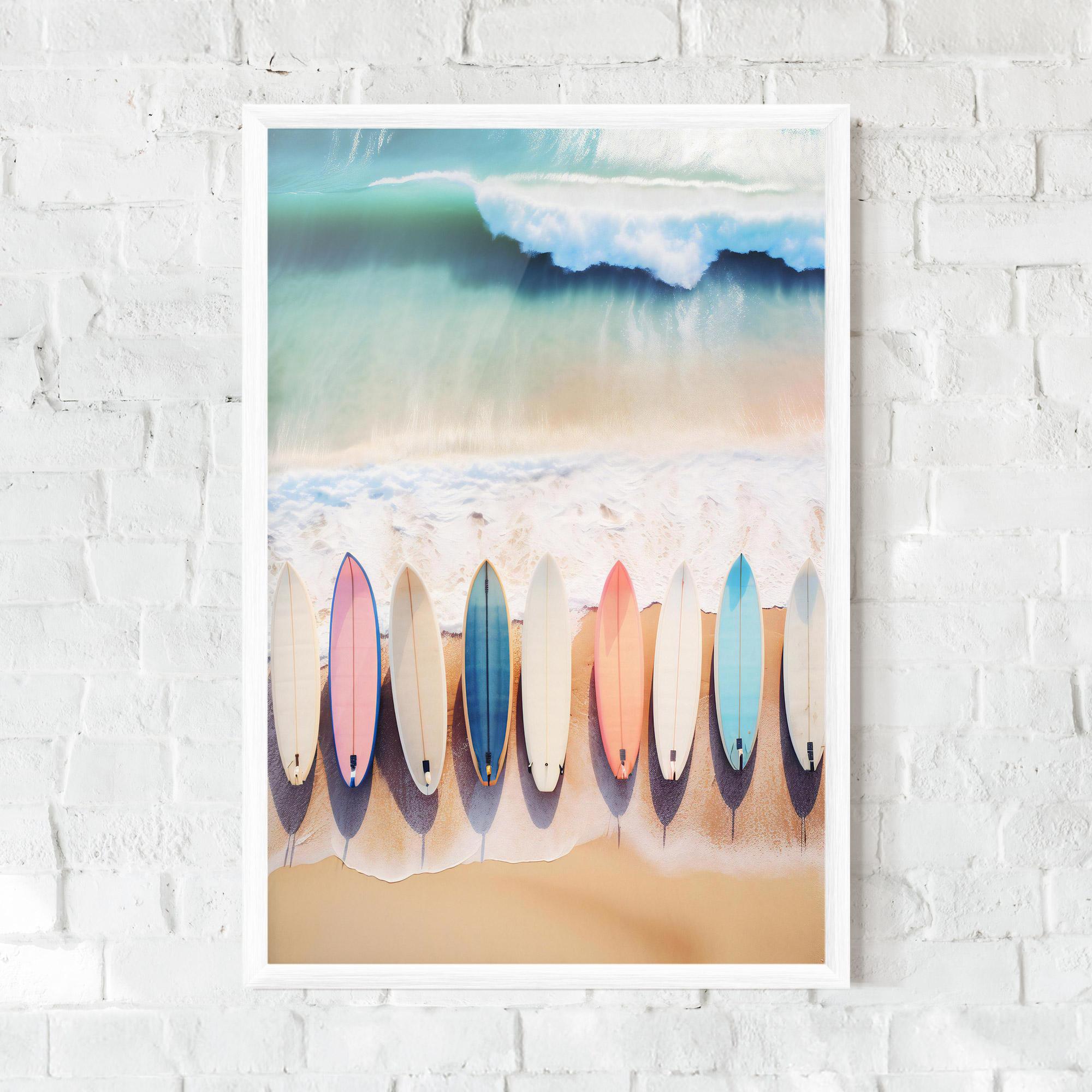 Gerahmte Poster Surfboards Beach mockup 0