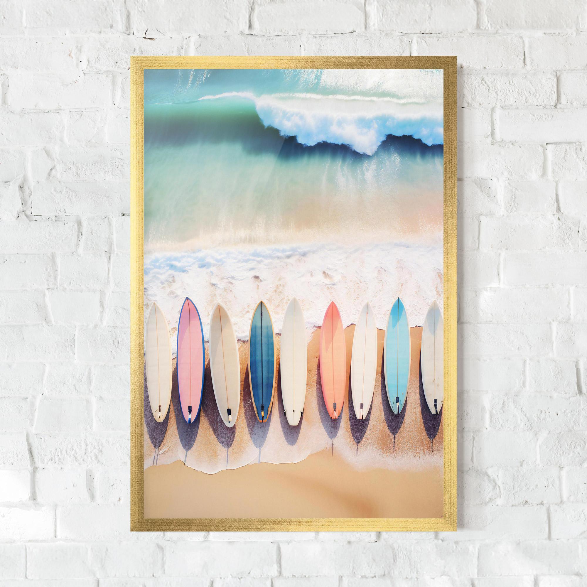 Gerahmte Poster Surfboards Beach mockup 0