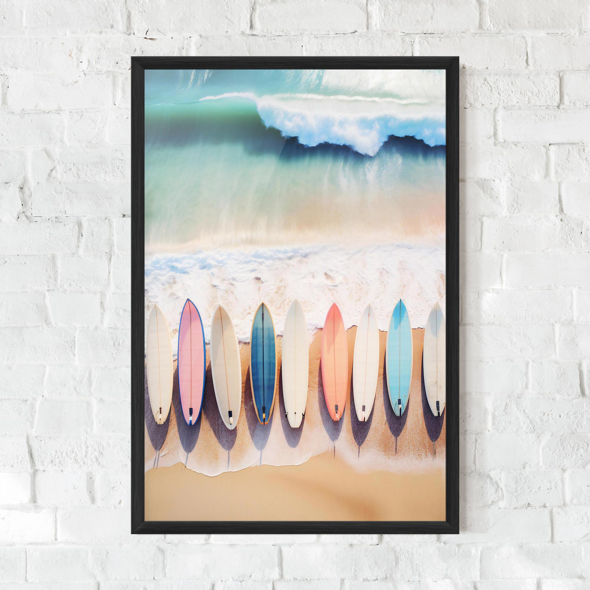 Gerahmte Poster Surfboards Beach mockup 0