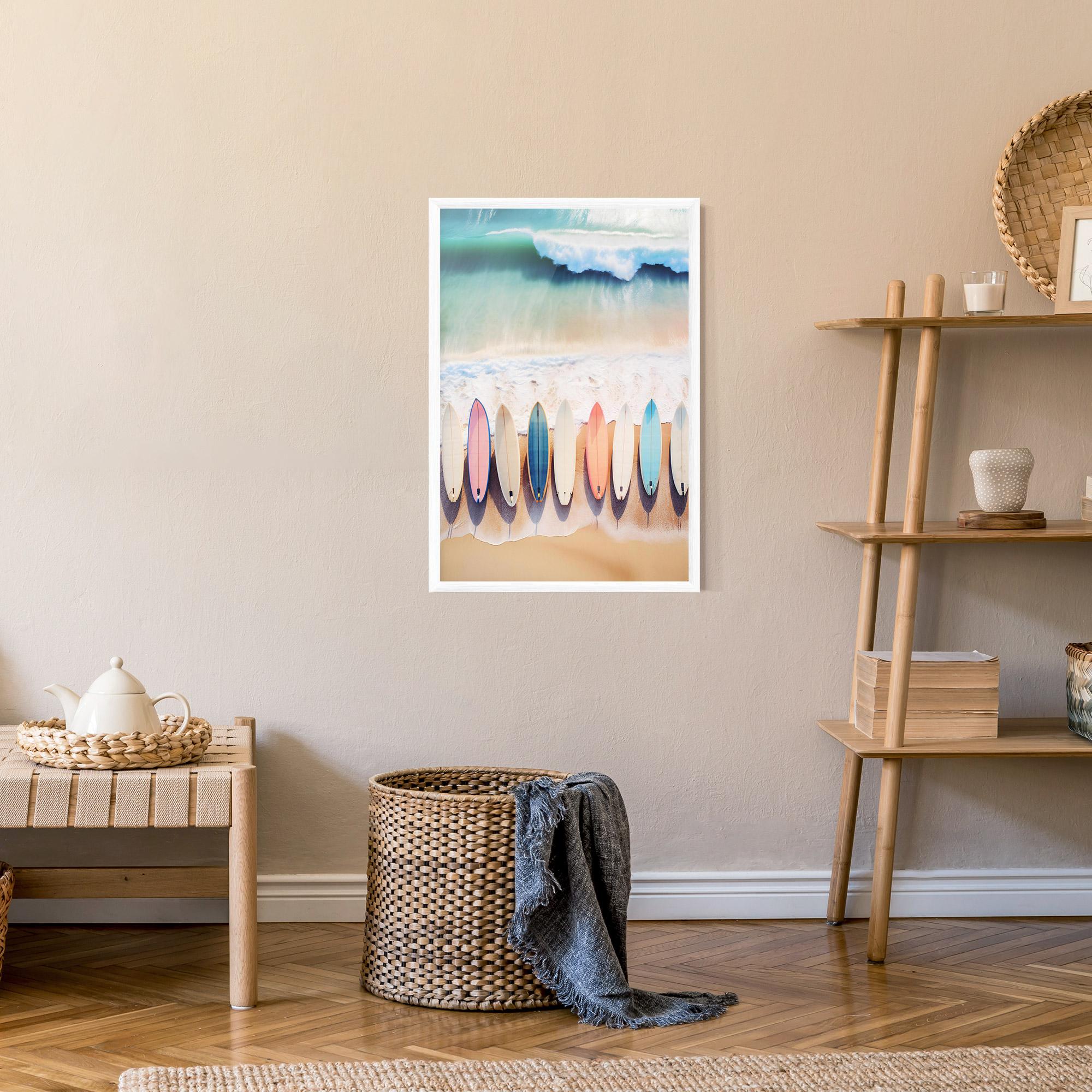 Gerahmte Poster Surfboards Beach mockup 9