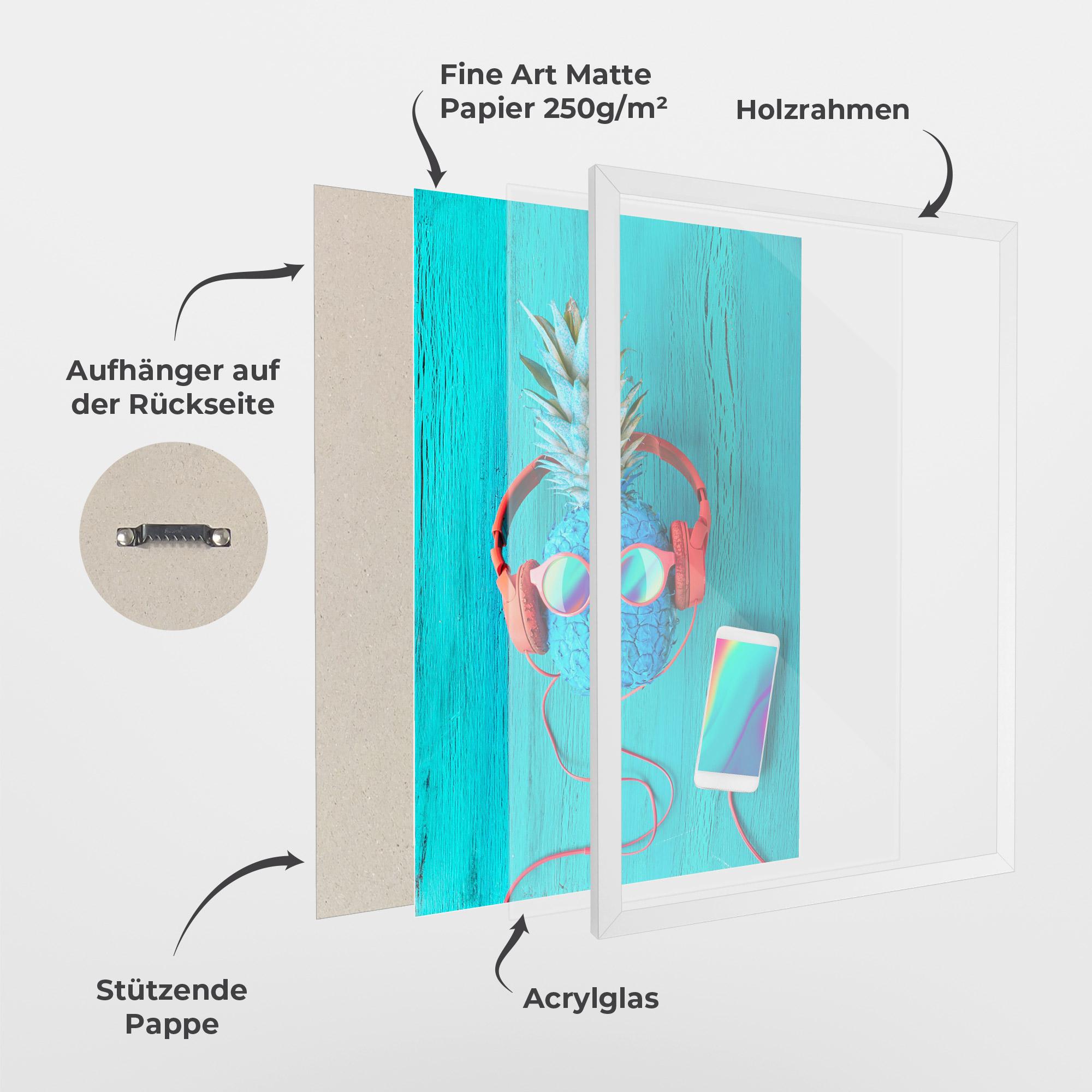 Gerahmte Poster Blue Pineapple mockup 1