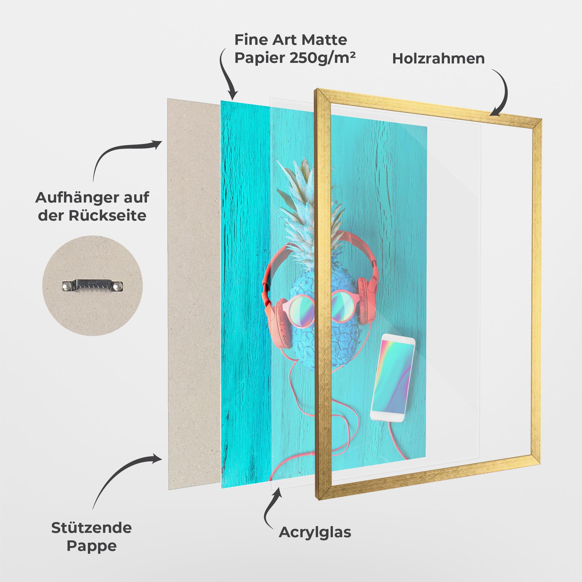 Gerahmte Poster Blue Pineapple mockup 1