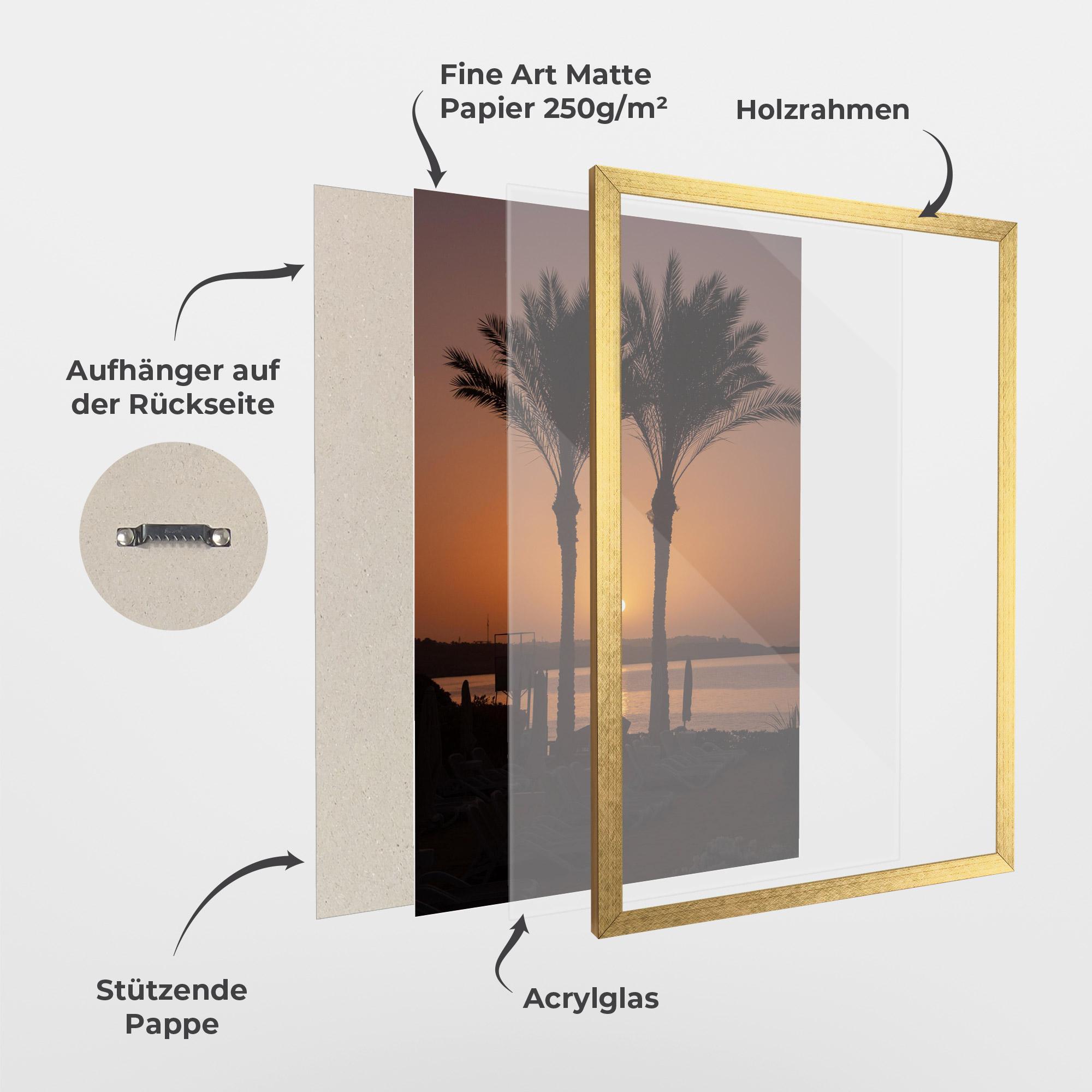 Gerahmte Poster Night Palm mockup 1