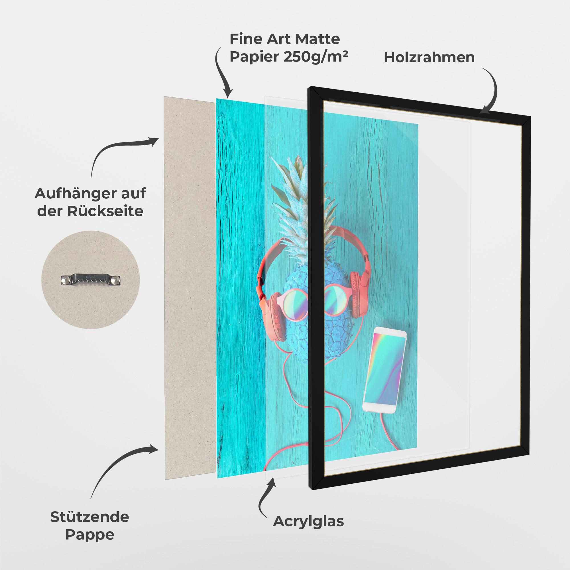 Gerahmte Poster Blue Pineapple mockup 1