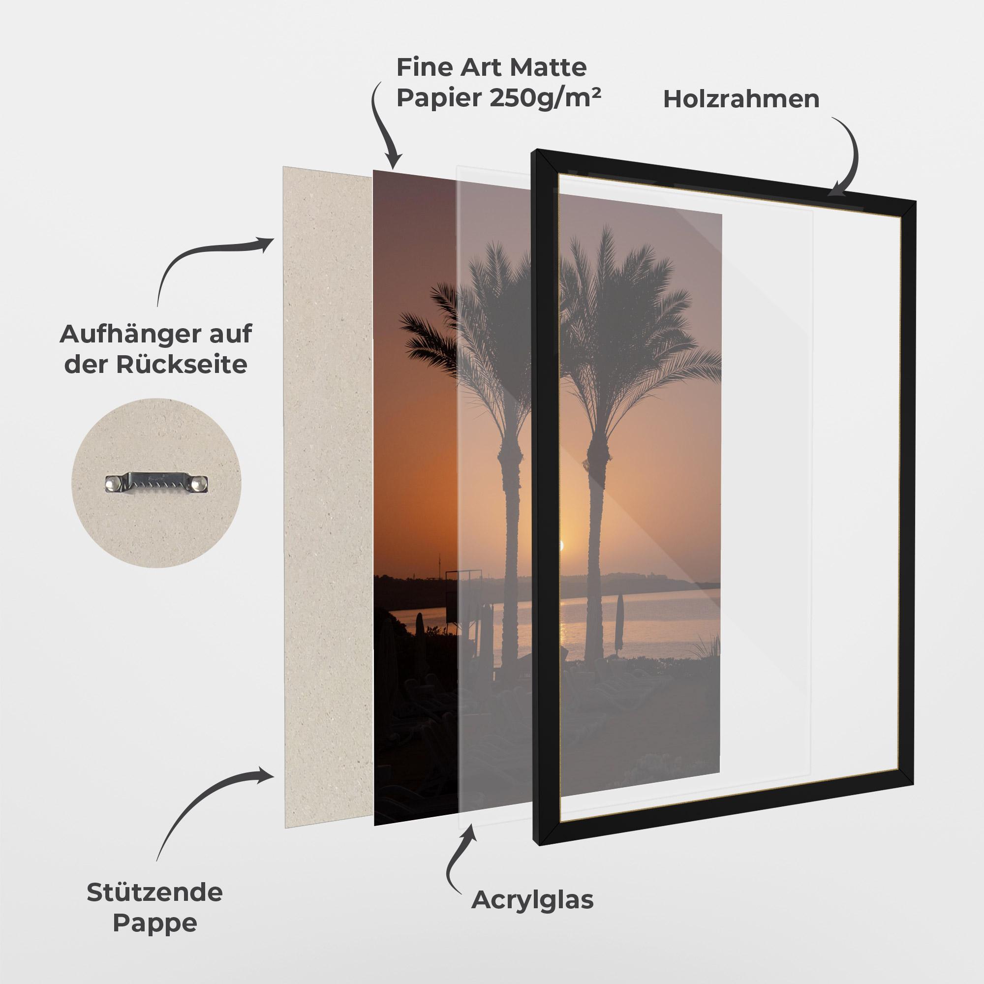 Gerahmte Poster Night Palm mockup 1