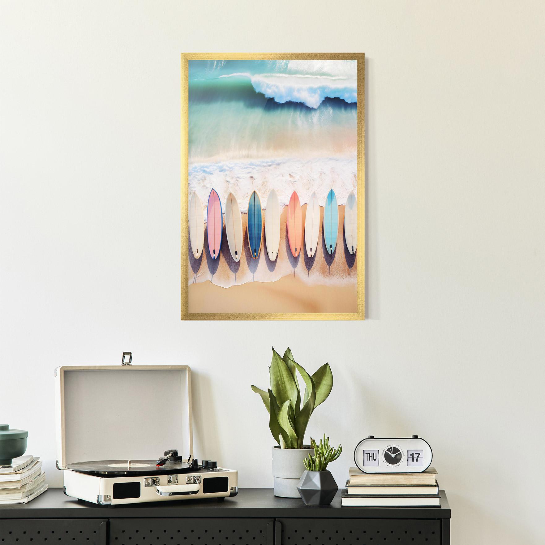 Gerahmte Poster Surfboards Beach mockup 2