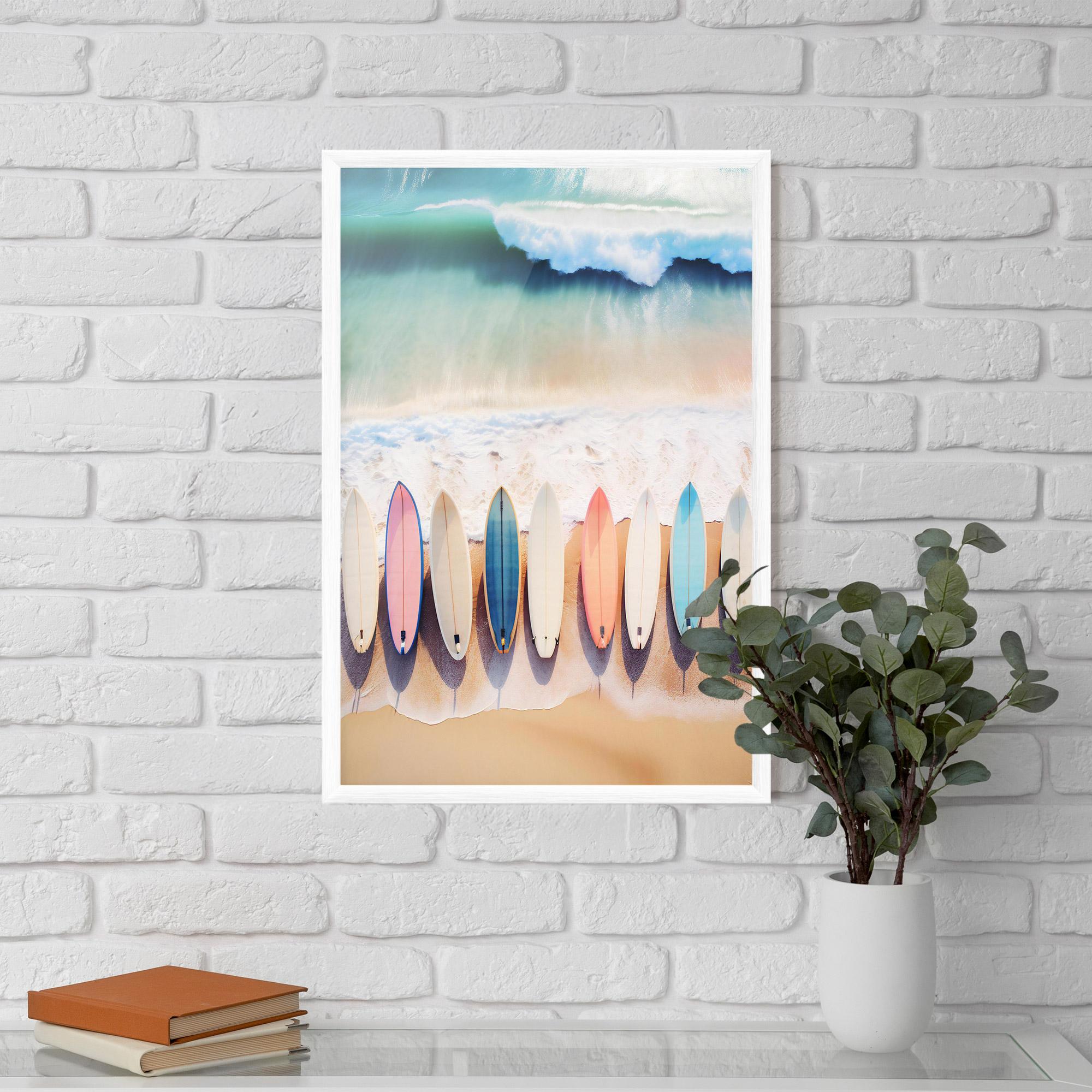 Gerahmte Poster Surfboards Beach mockup 5