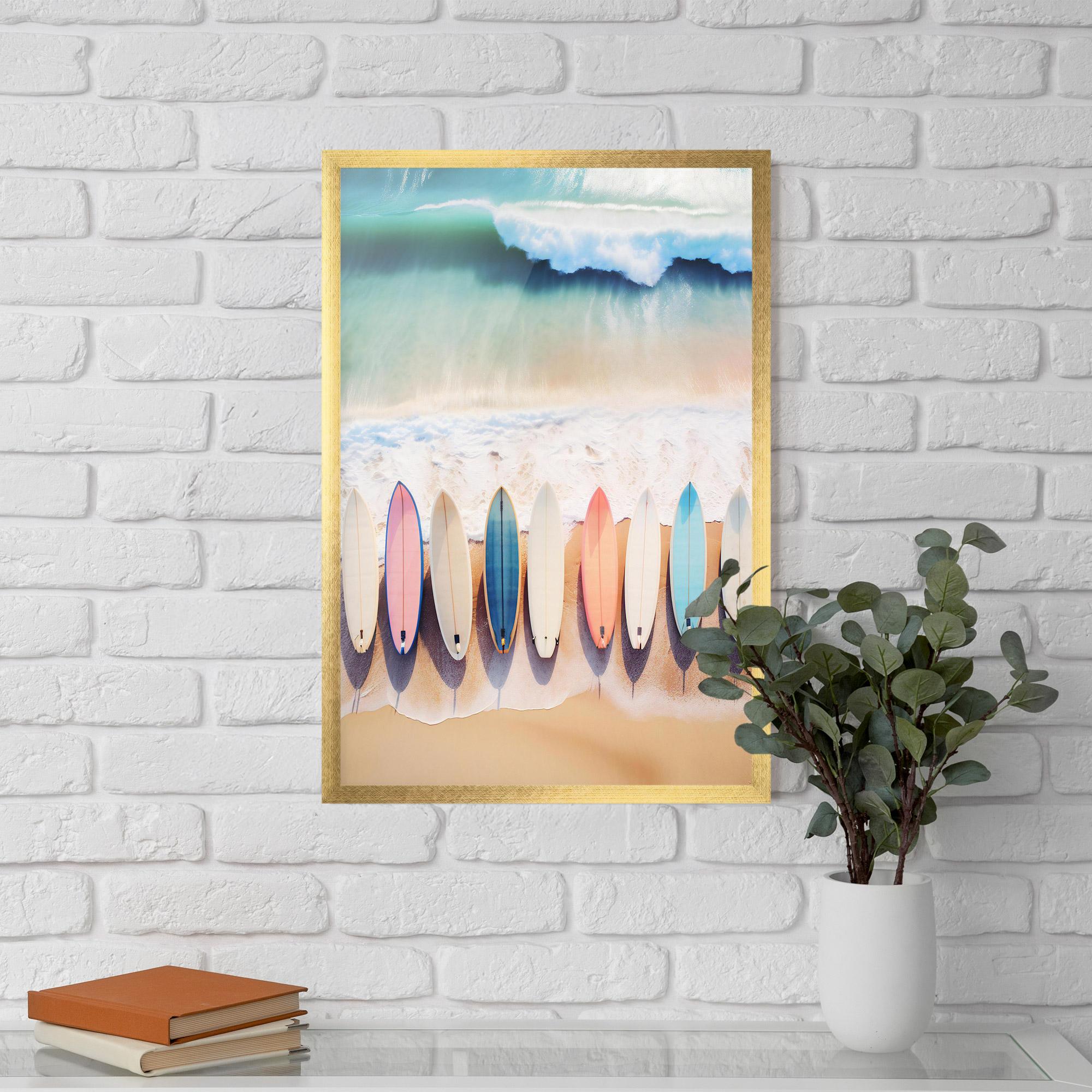 Gerahmte Poster Surfboards Beach mockup 5