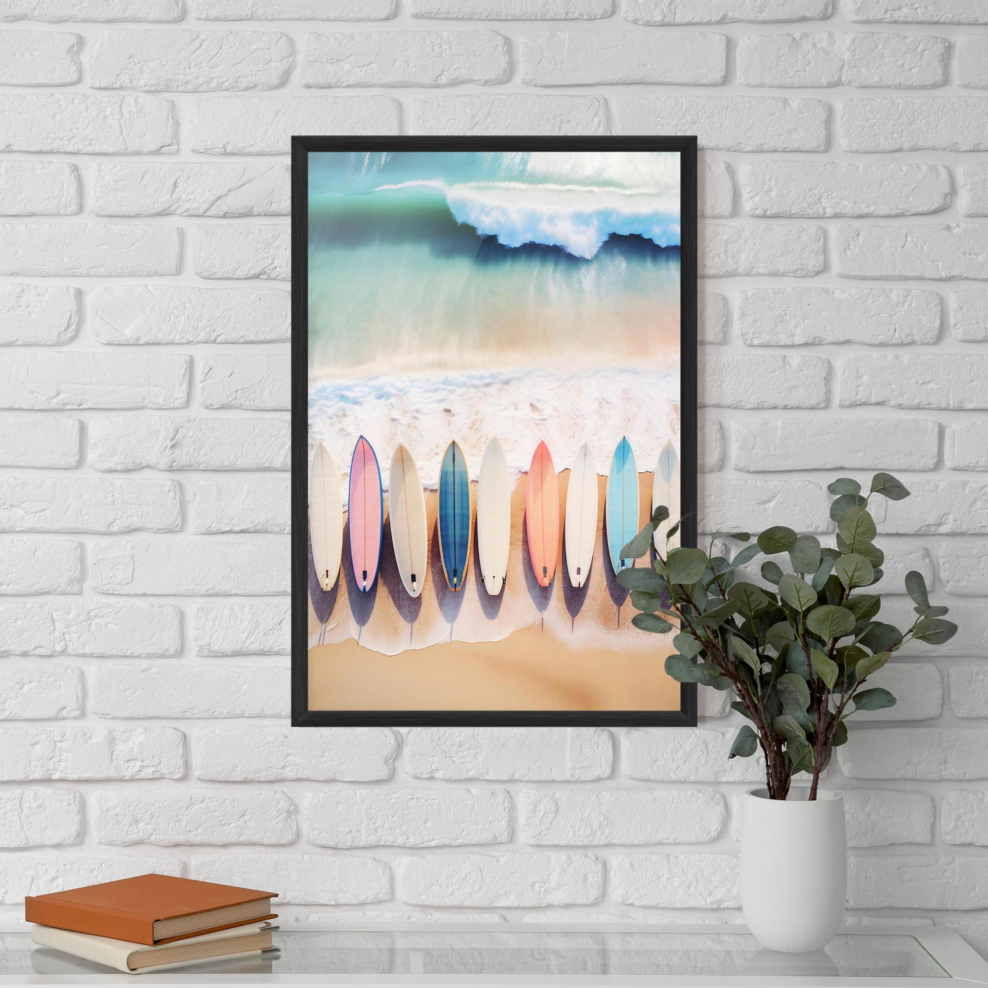 Gerahmte Poster Surfboards Beach mockup 5