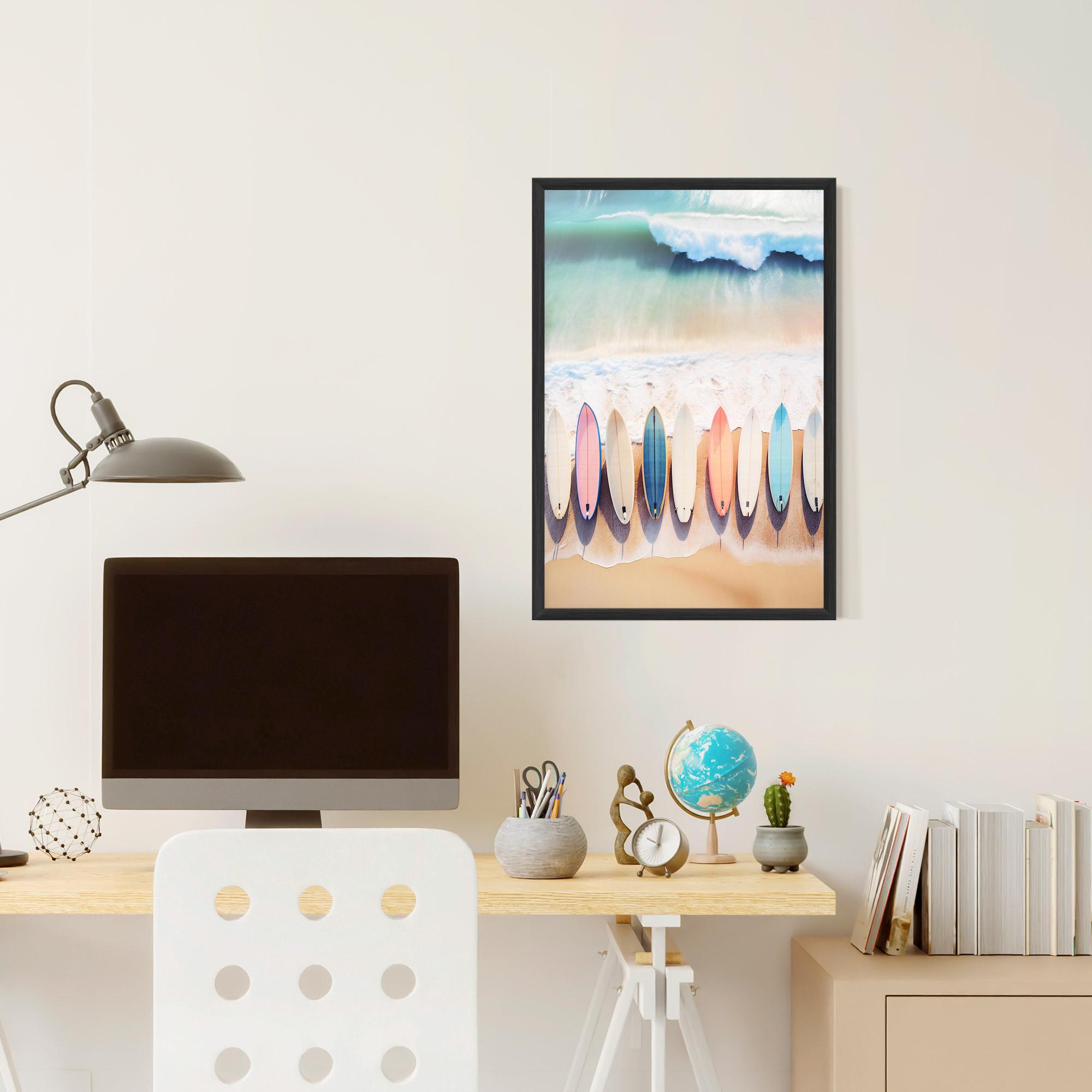 Gerahmte Poster Surfboards Beach mockup 6