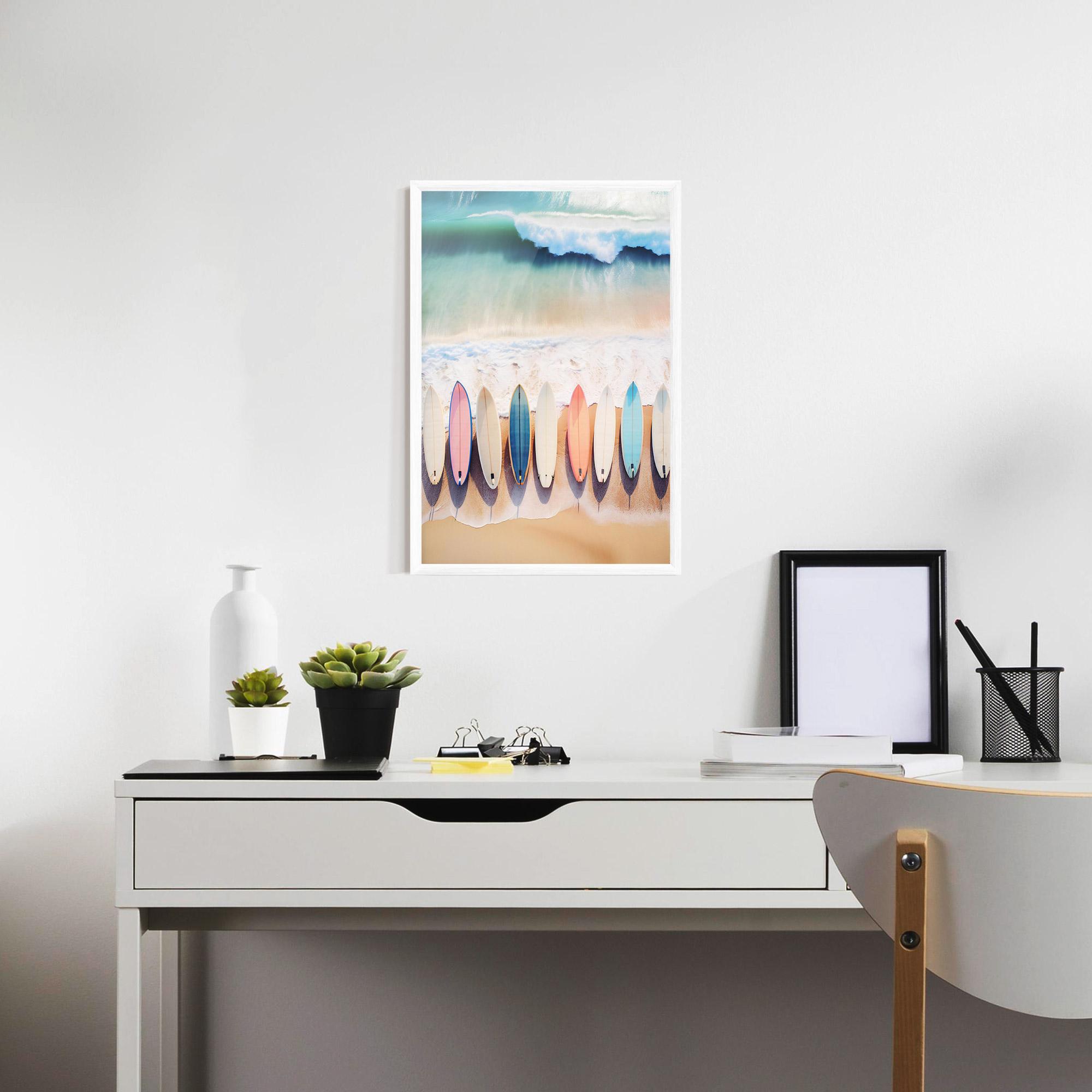Gerahmte Poster Surfboards Beach mockup 7