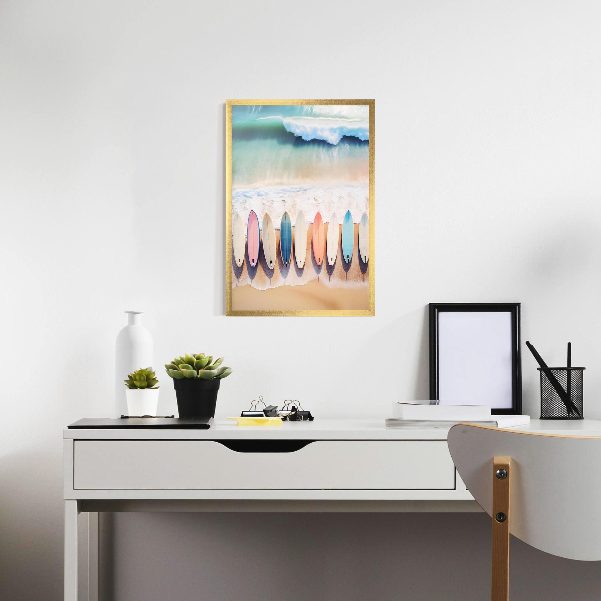 Gerahmte Poster Surfboards Beach mockup 7