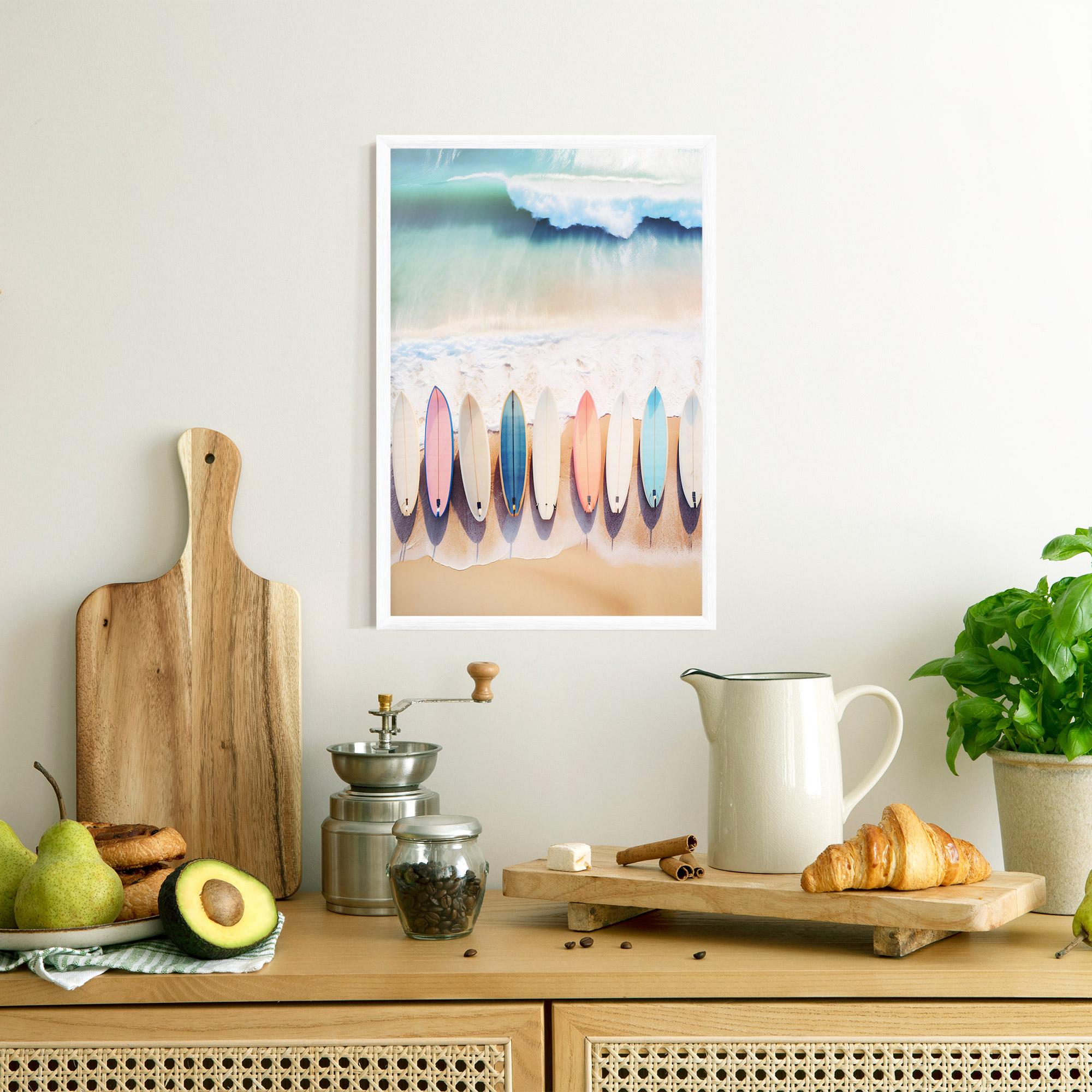 Gerahmte Poster Surfboards Beach mockup 8