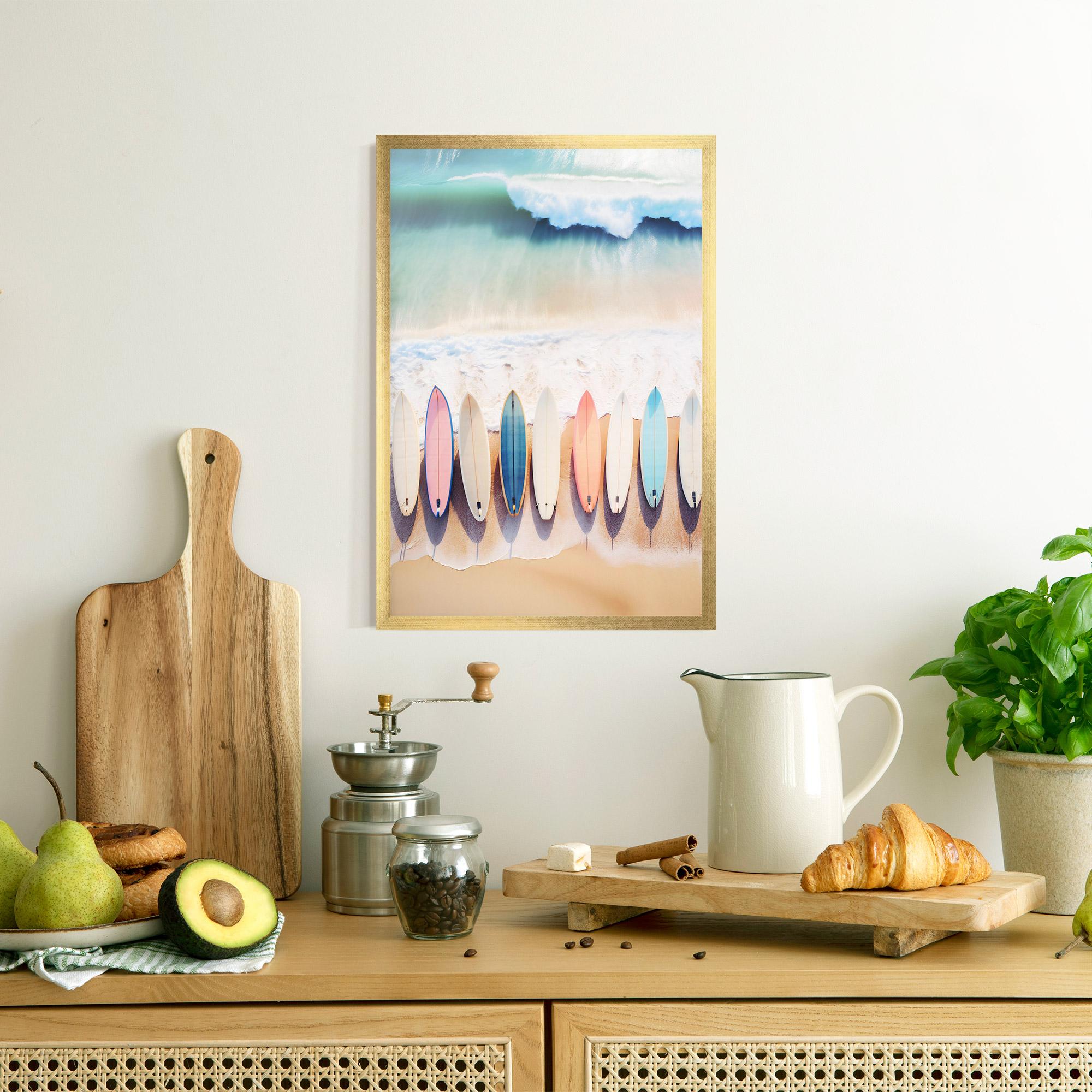 Gerahmte Poster Surfboards Beach mockup 8