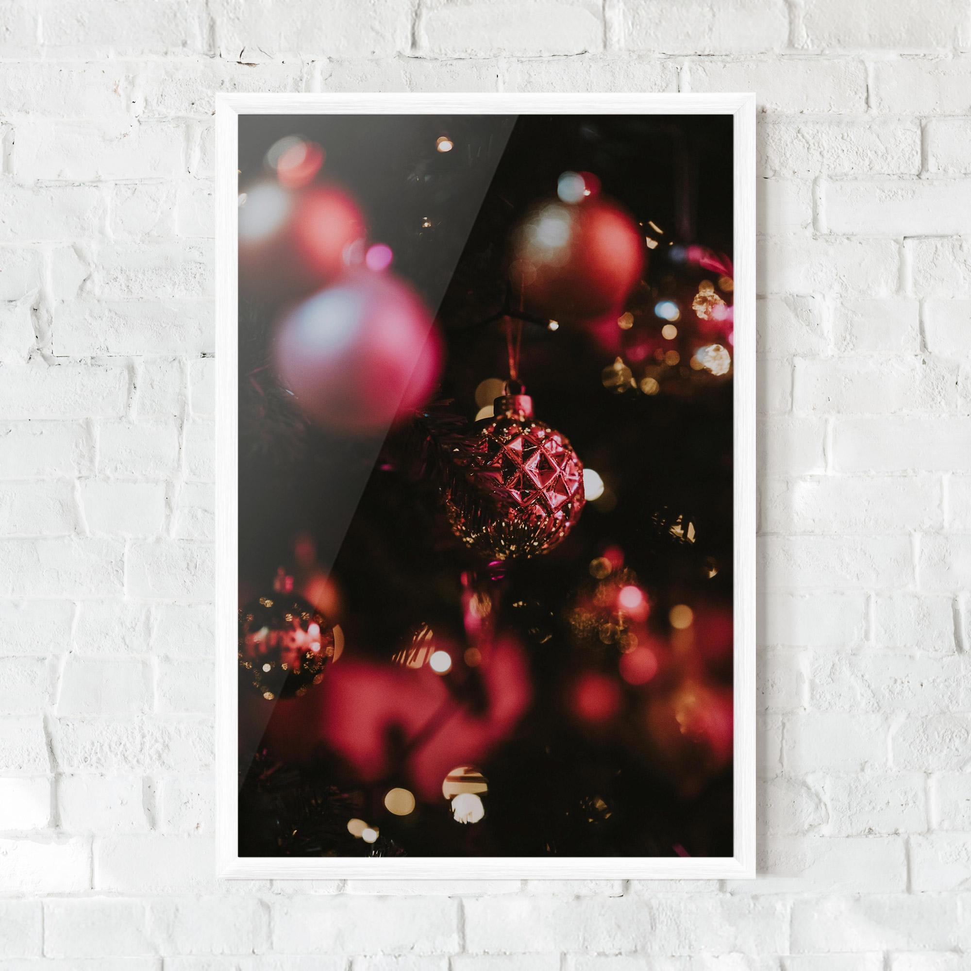 Gerahmte Poster Dark Pink Christmas Balls mockup 0