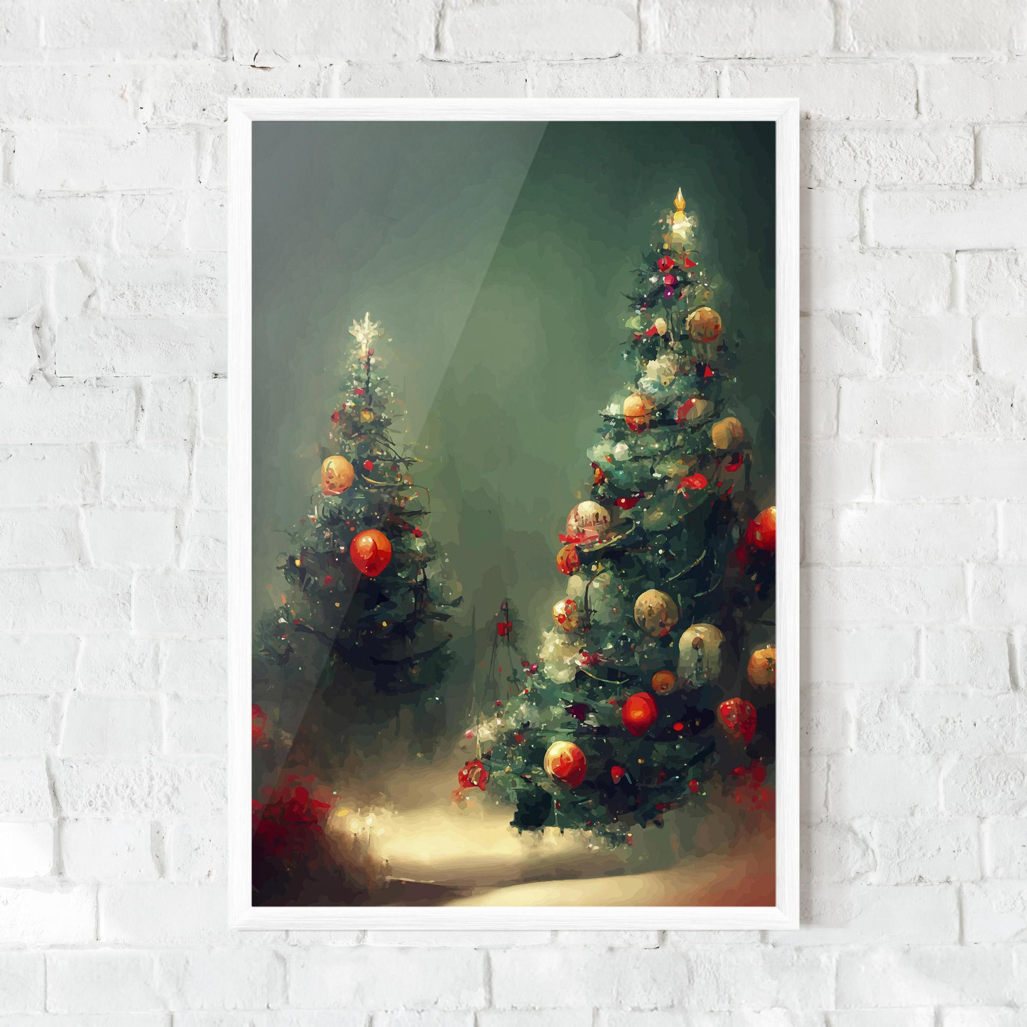 Gerahmte Poster Snow Trees With Lights mockup 0