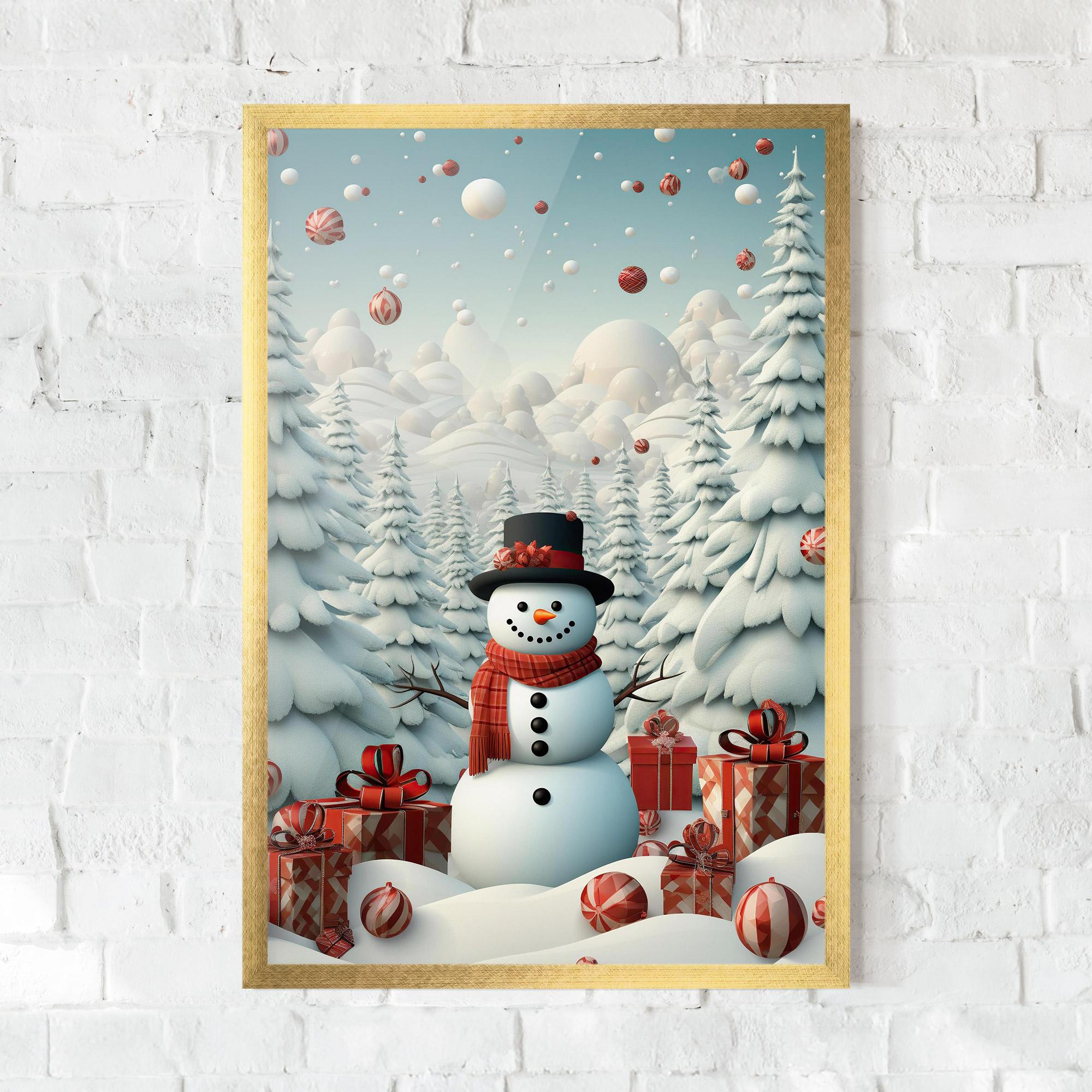 Gerahmte Poster Snowman mockup 0