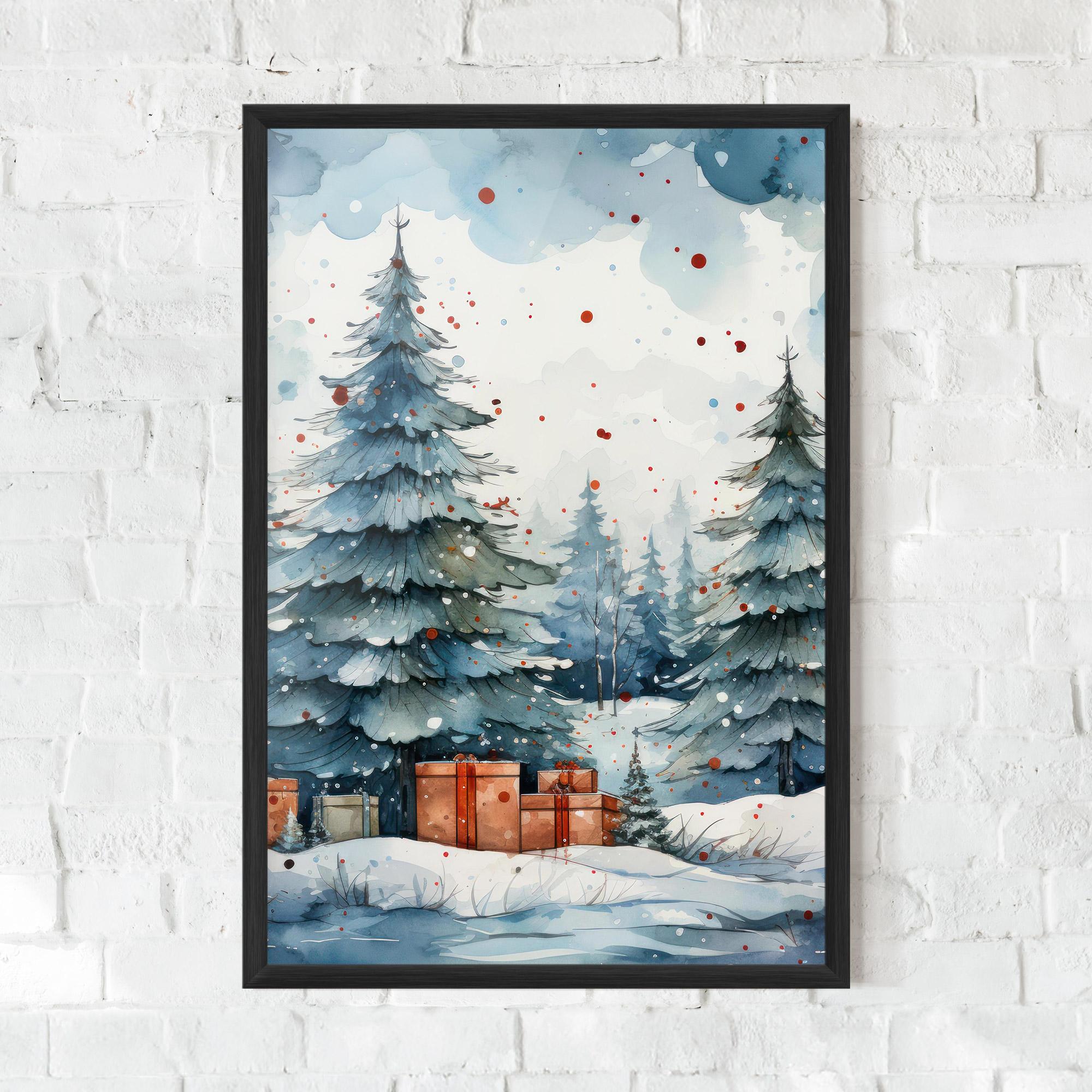 Gerahmte Poster Watercolor Christmas mockup 0