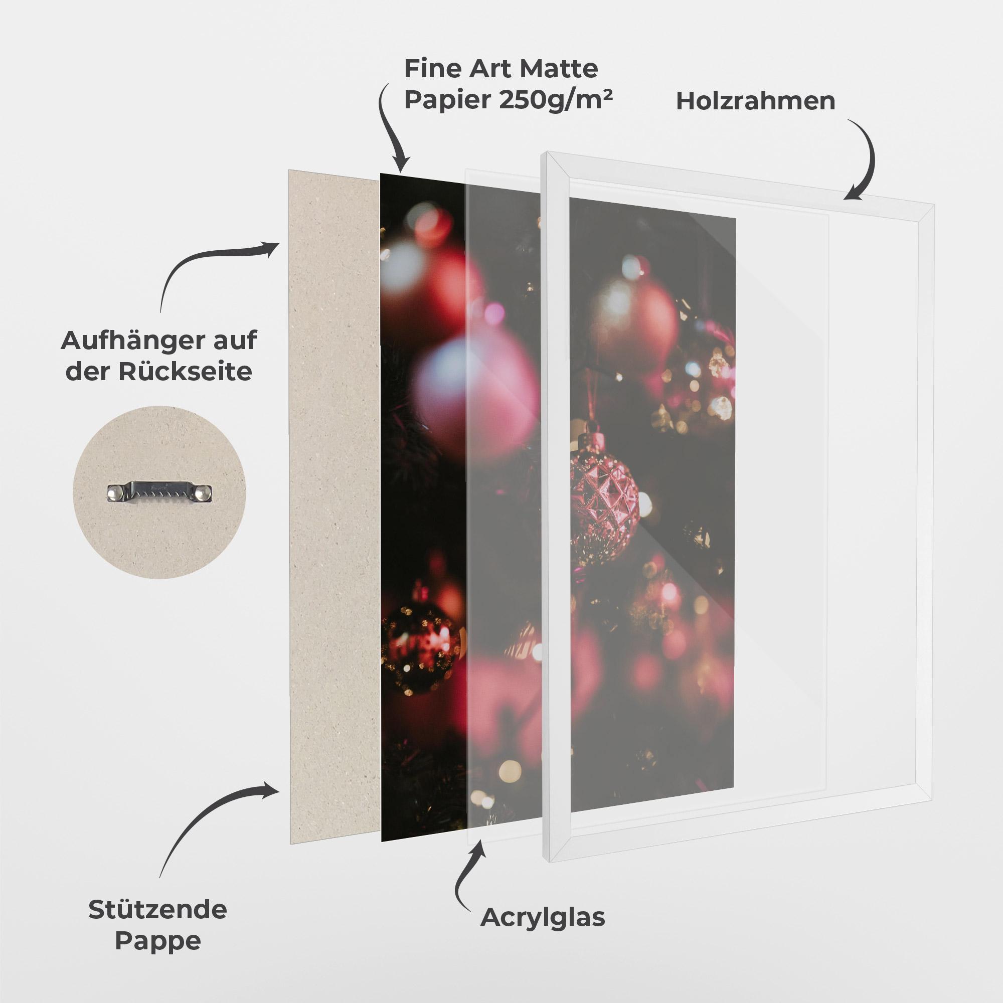 Gerahmte Poster Dark Pink Christmas Balls mockup 1