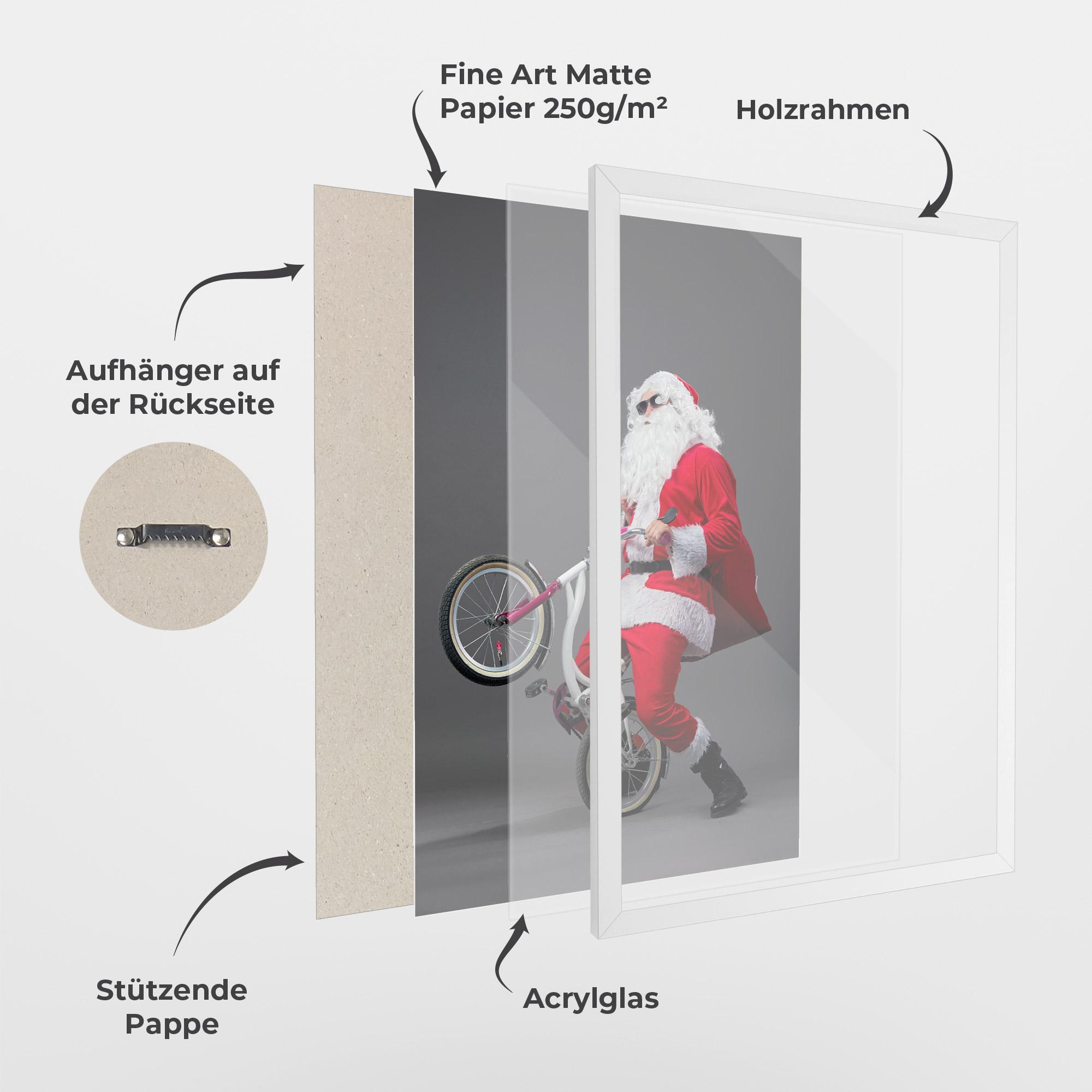 Gerahmte Poster Santa Rides Bicycle mockup 1