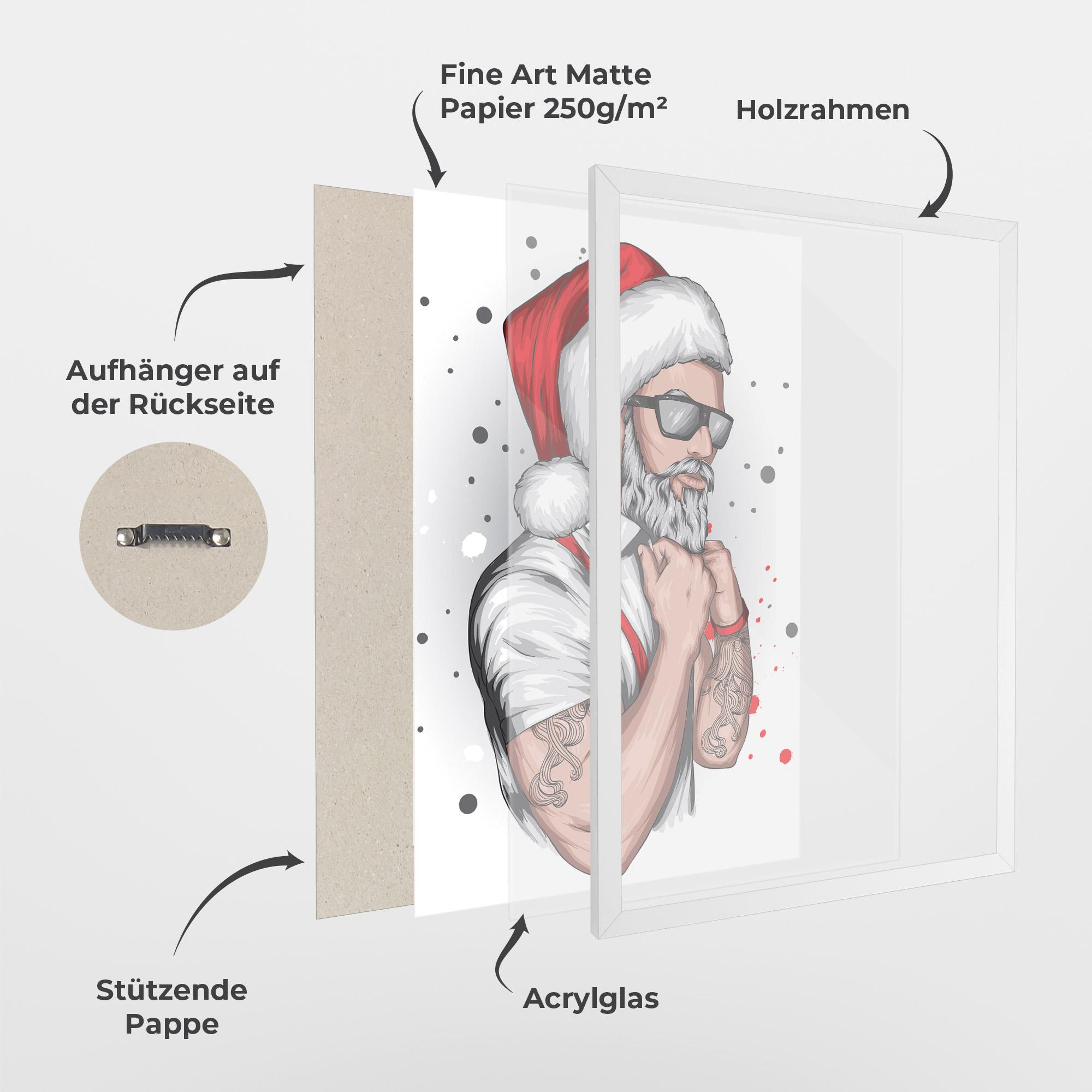 Gerahmte Poster Tattoo Santa mockup 1