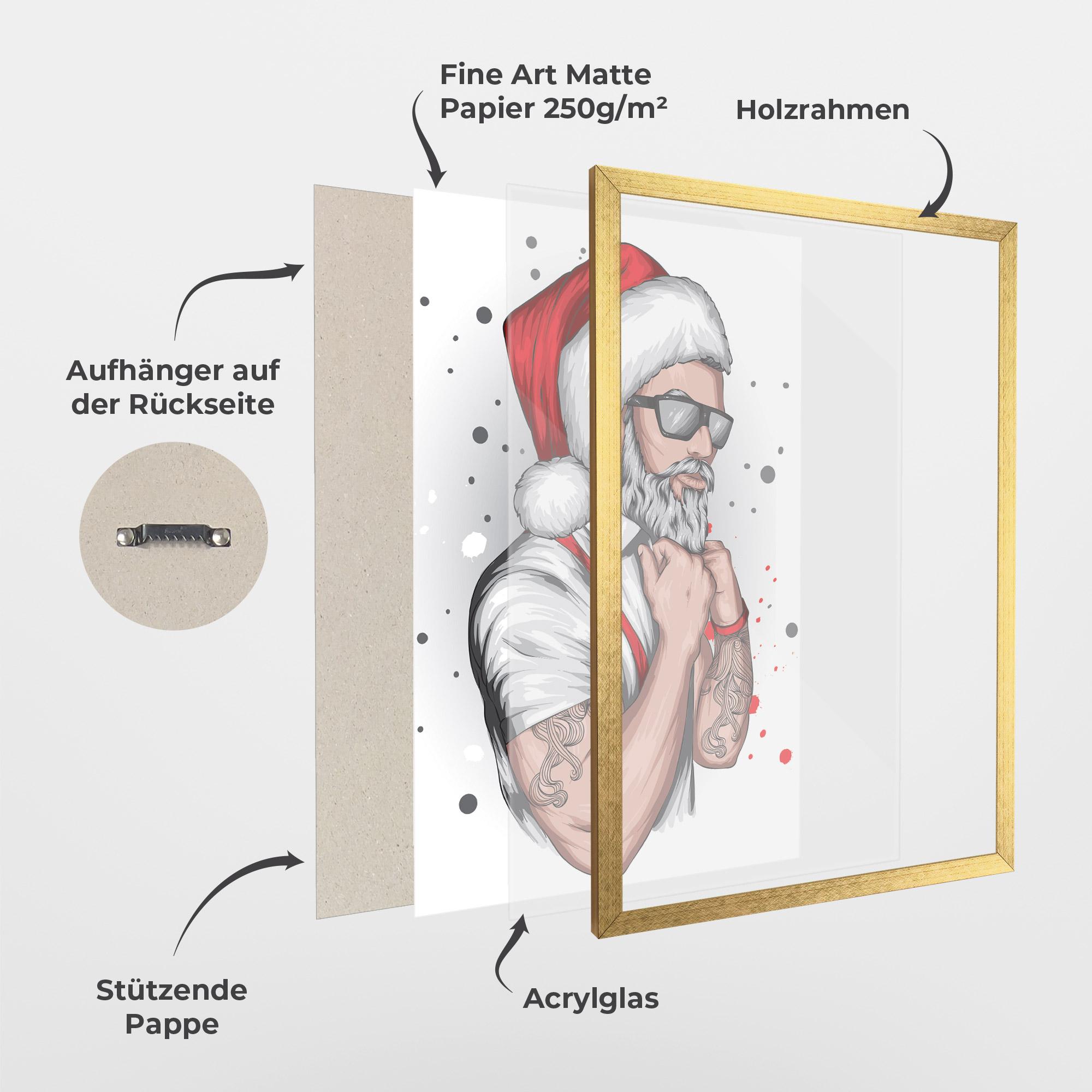 Gerahmte Poster Tattoo Santa mockup 1