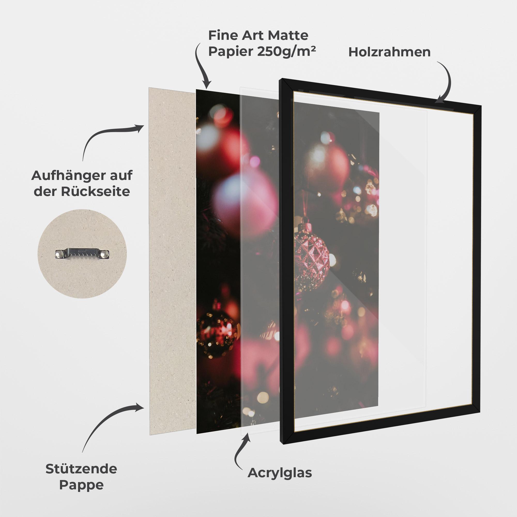 Gerahmte Poster Dark Pink Christmas Balls mockup 1