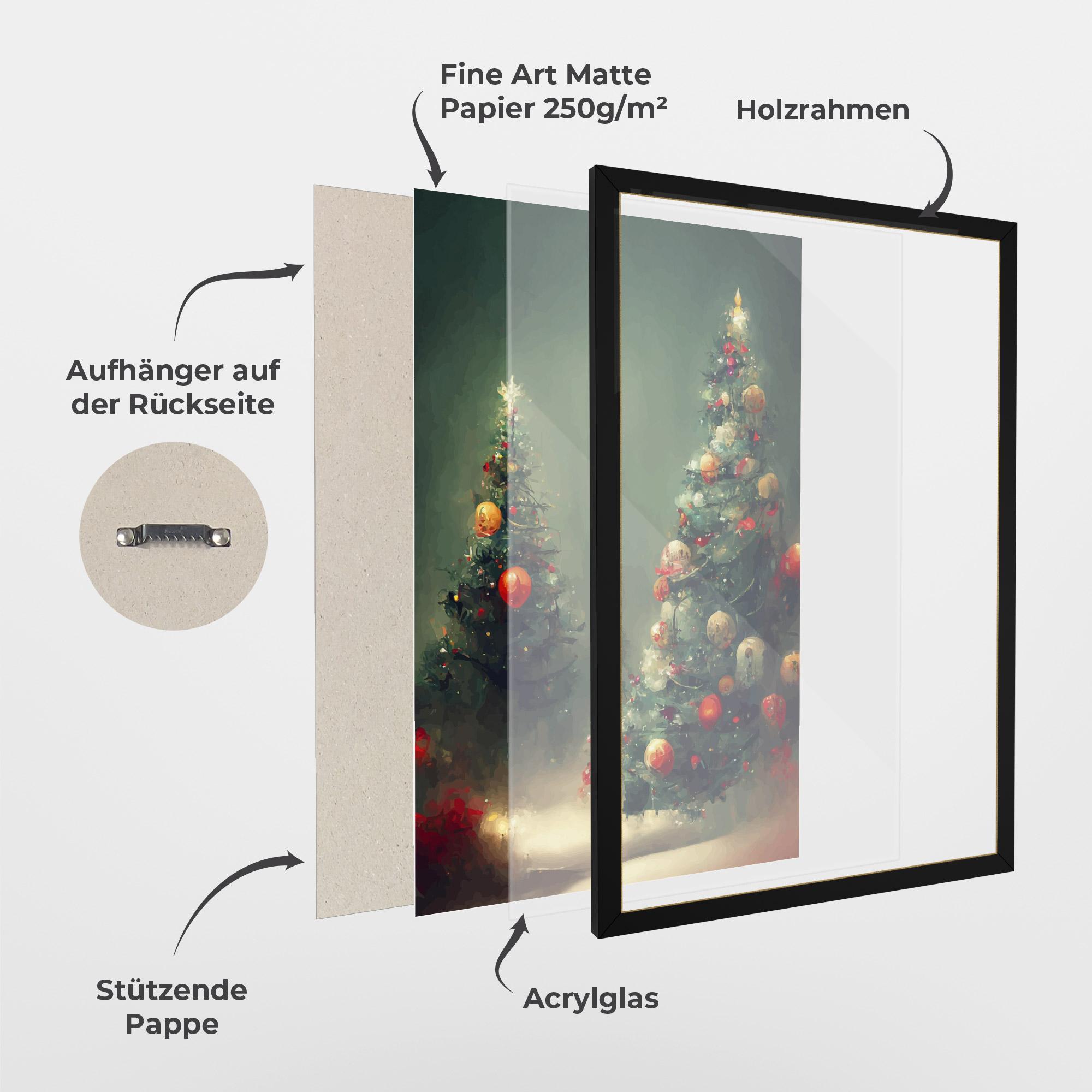 Gerahmte Poster Snow Trees With Lights mockup 1