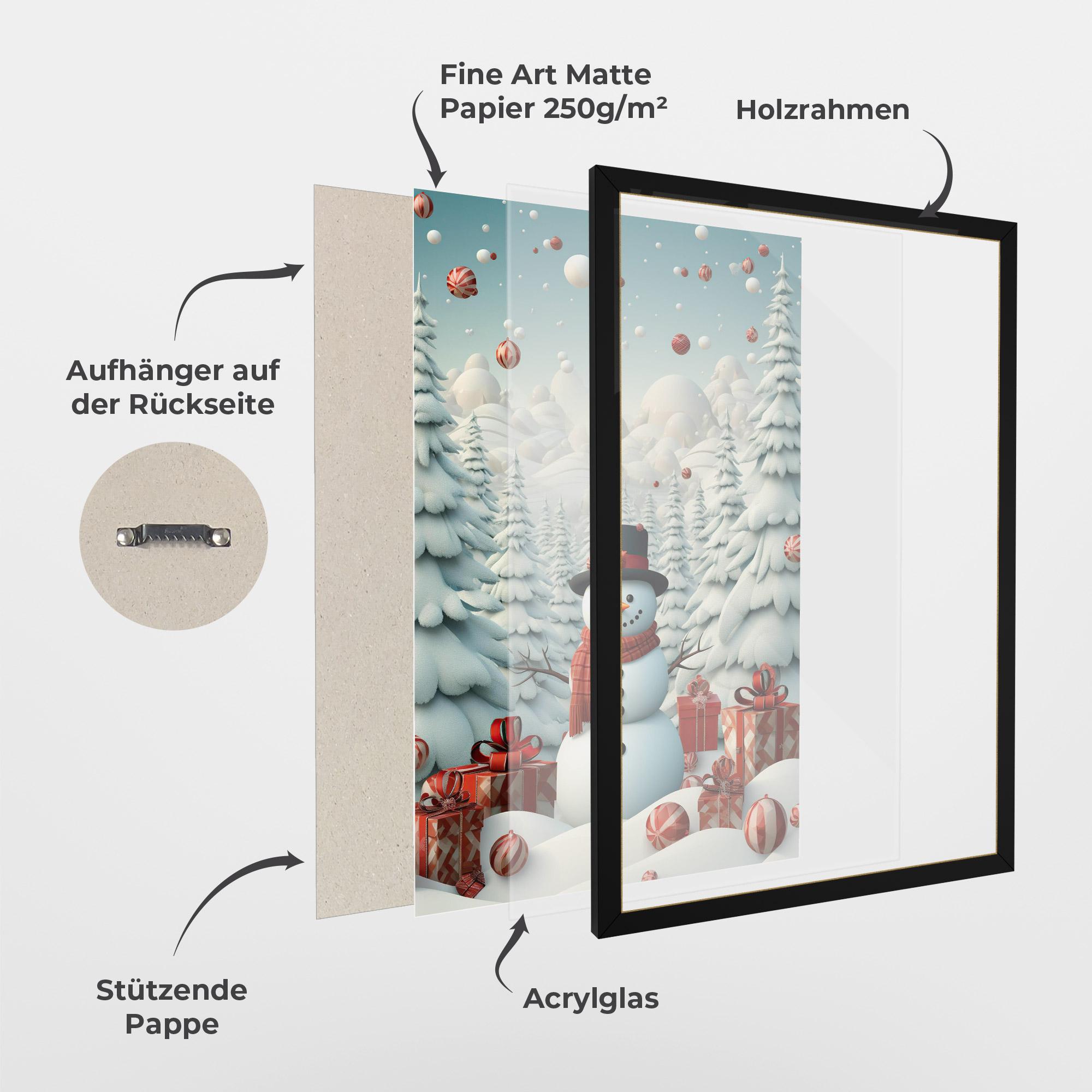 Gerahmte Poster Snowman mockup 1