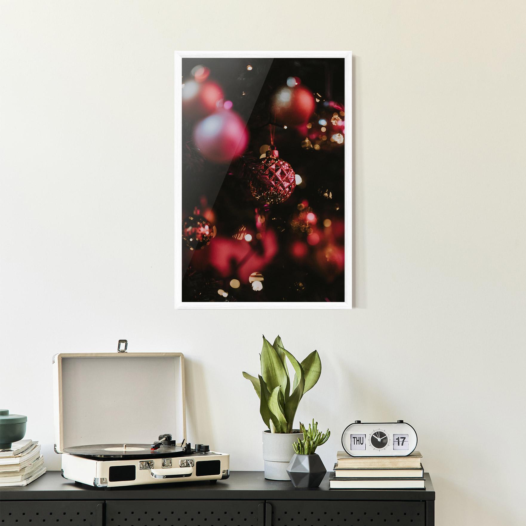 Gerahmte Poster Dark Pink Christmas Balls mockup 2