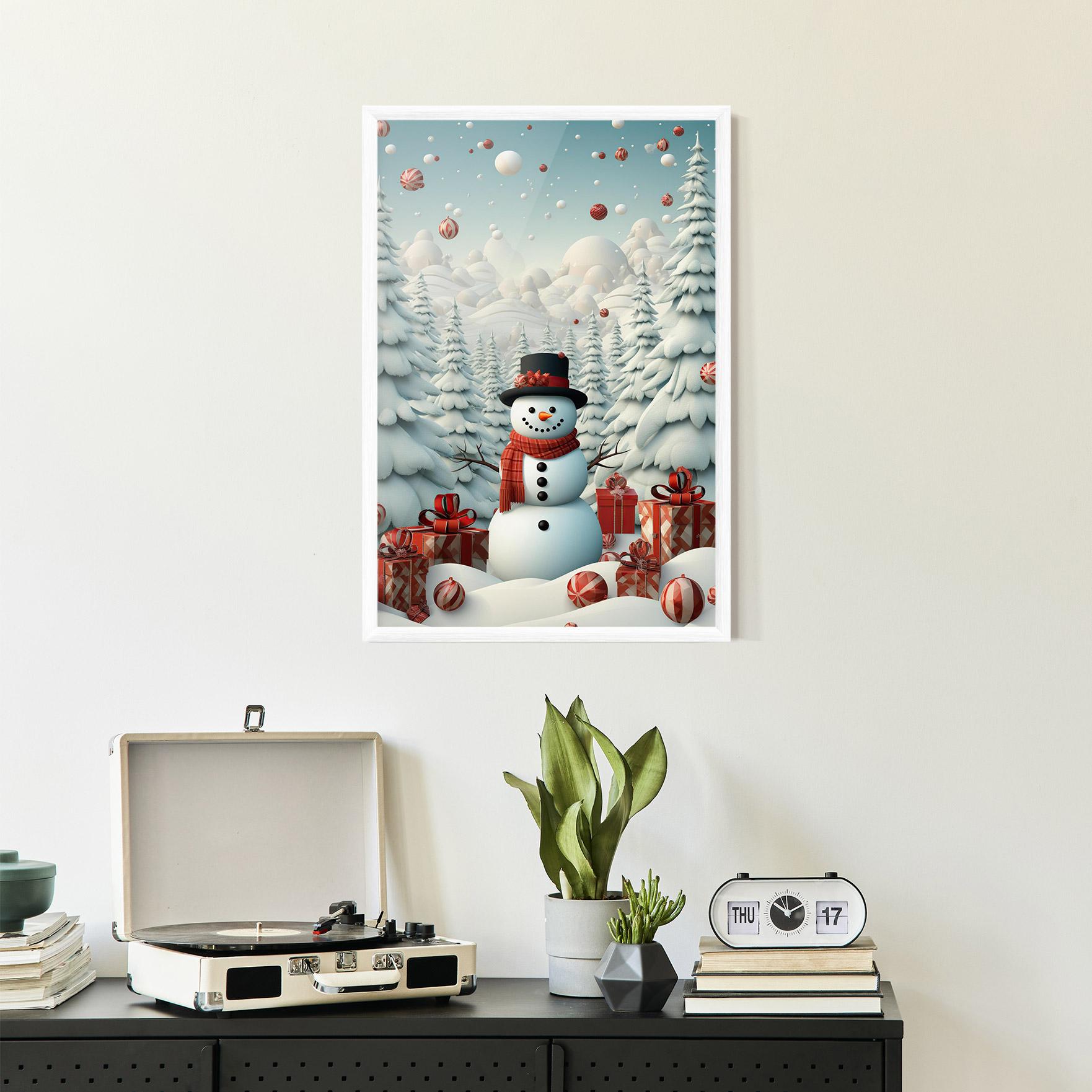 Gerahmte Poster Snowman mockup 2