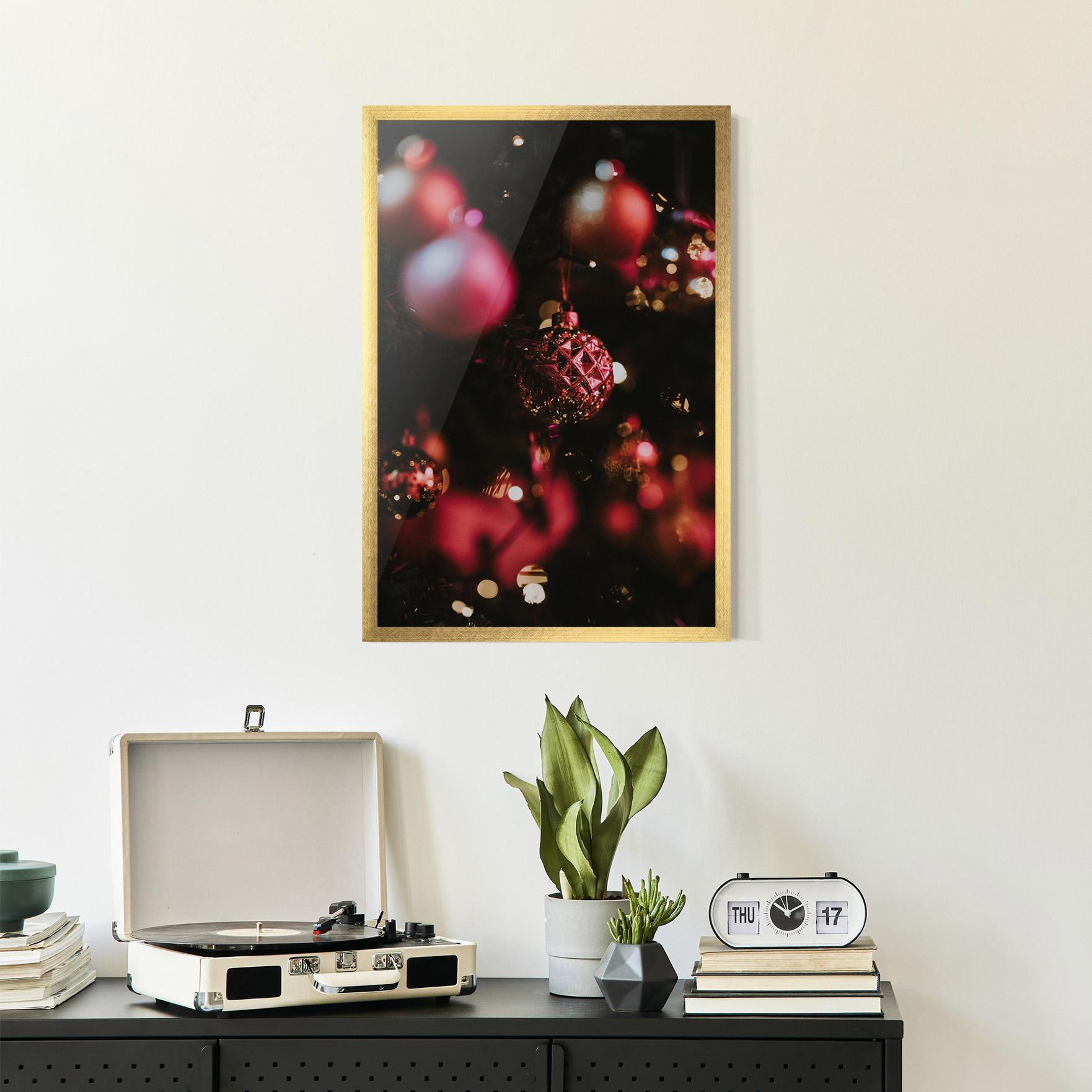 Gerahmte Poster Dark Pink Christmas Balls mockup 2
