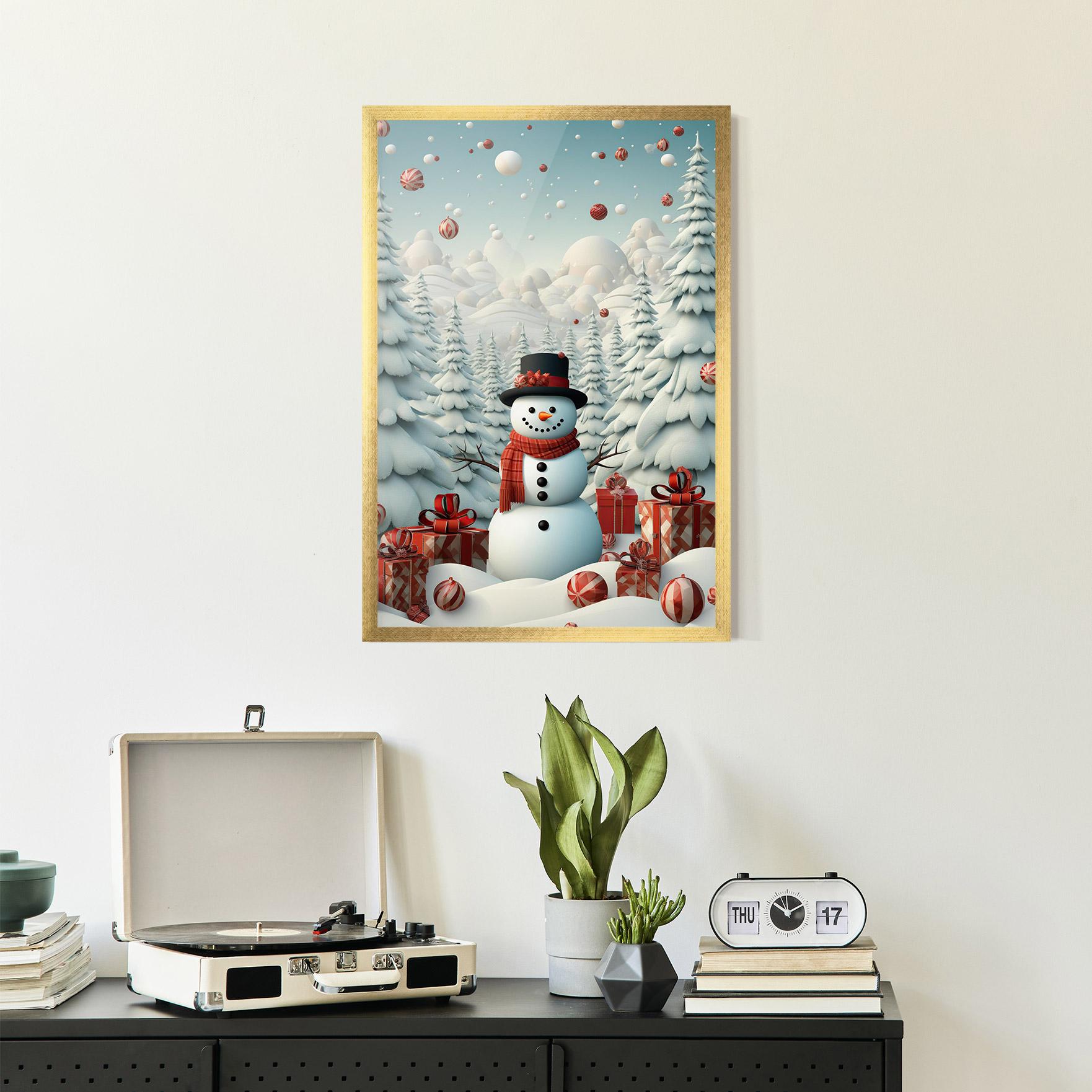 Gerahmte Poster Snowman mockup 2