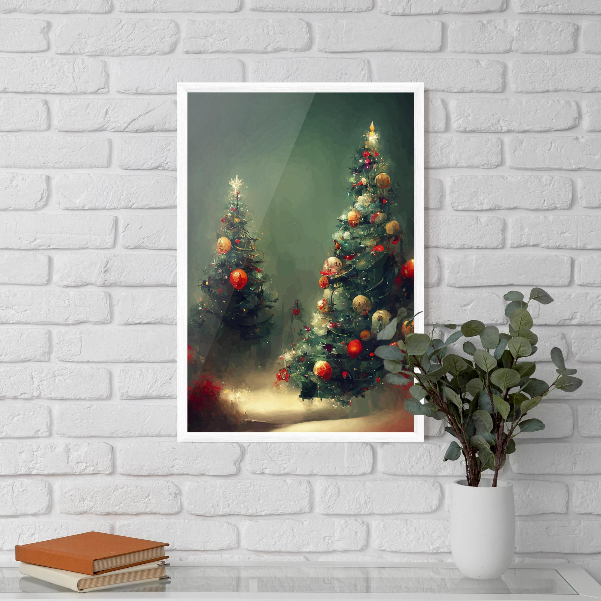 Gerahmte Poster Snow Trees With Lights mockup 5