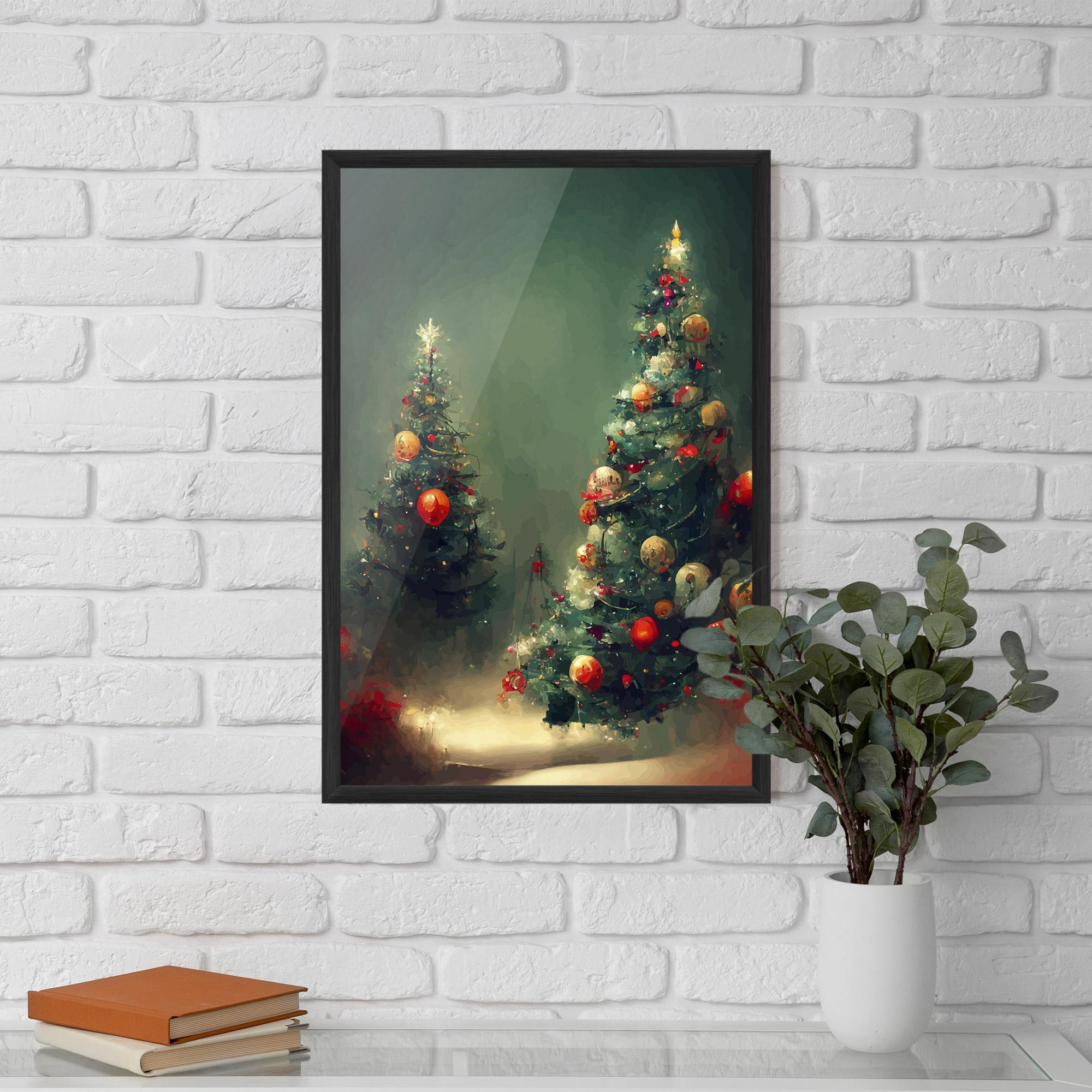 Gerahmte Poster Snow Trees With Lights mockup 5