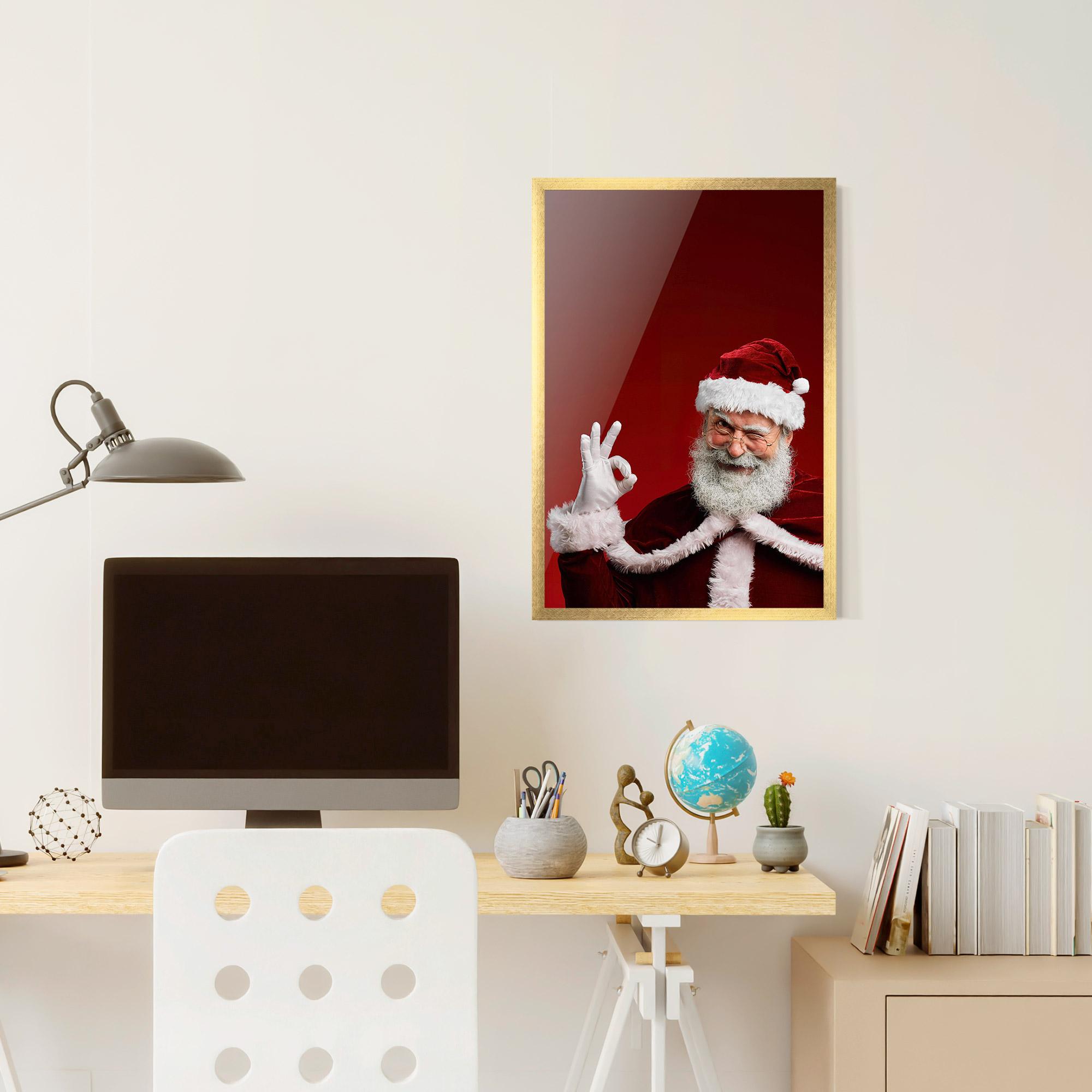 Gerahmte Poster Santa Approves mockup 6