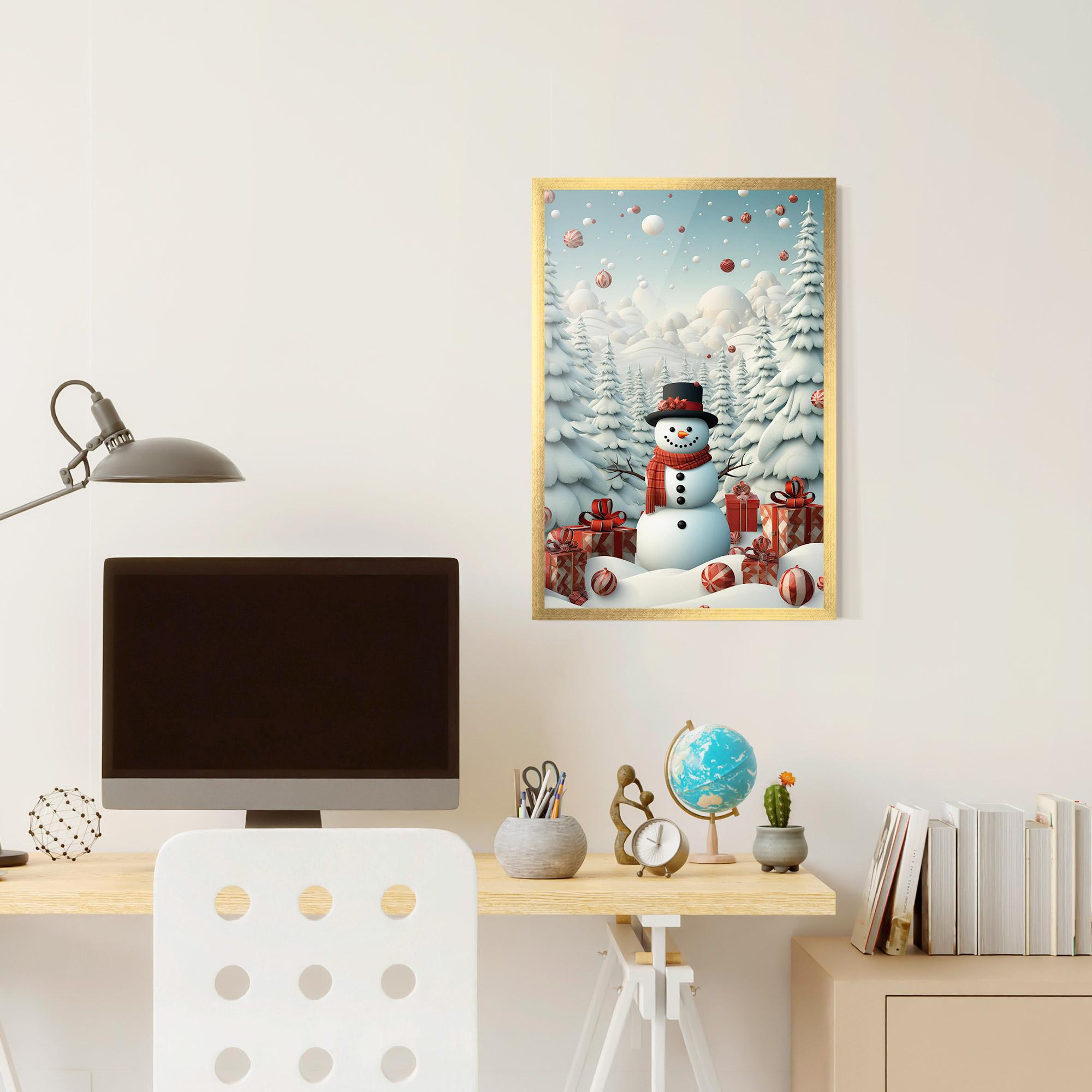 Gerahmte Poster Snowman mockup 6