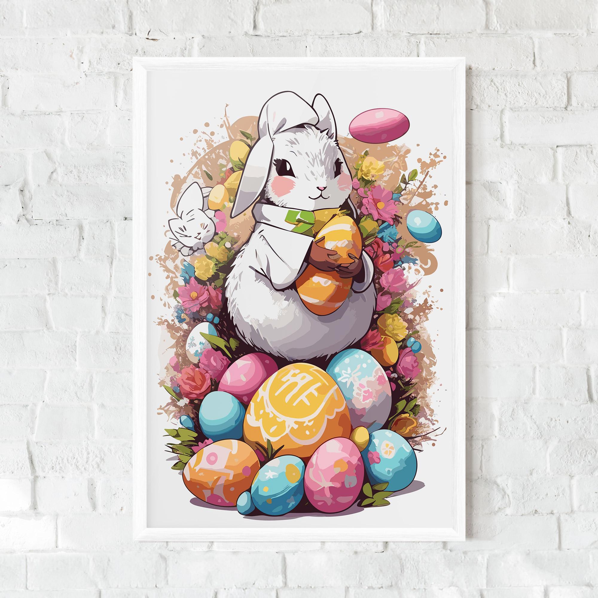 Gerahmte Poster White Easter Bunny mockup 0
