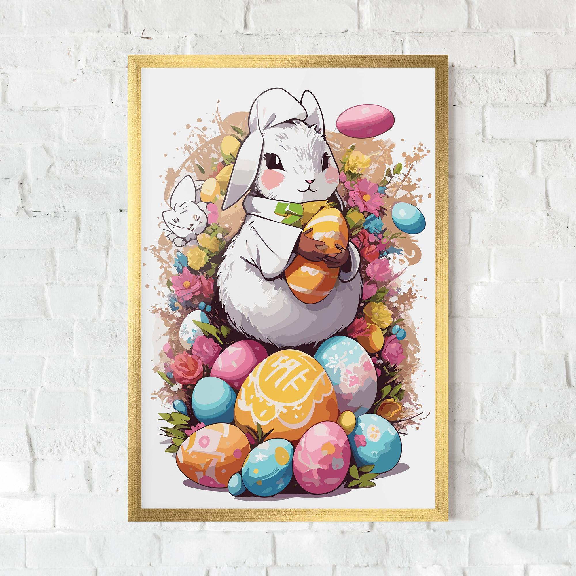 Gerahmte Poster White Easter Bunny mockup 0