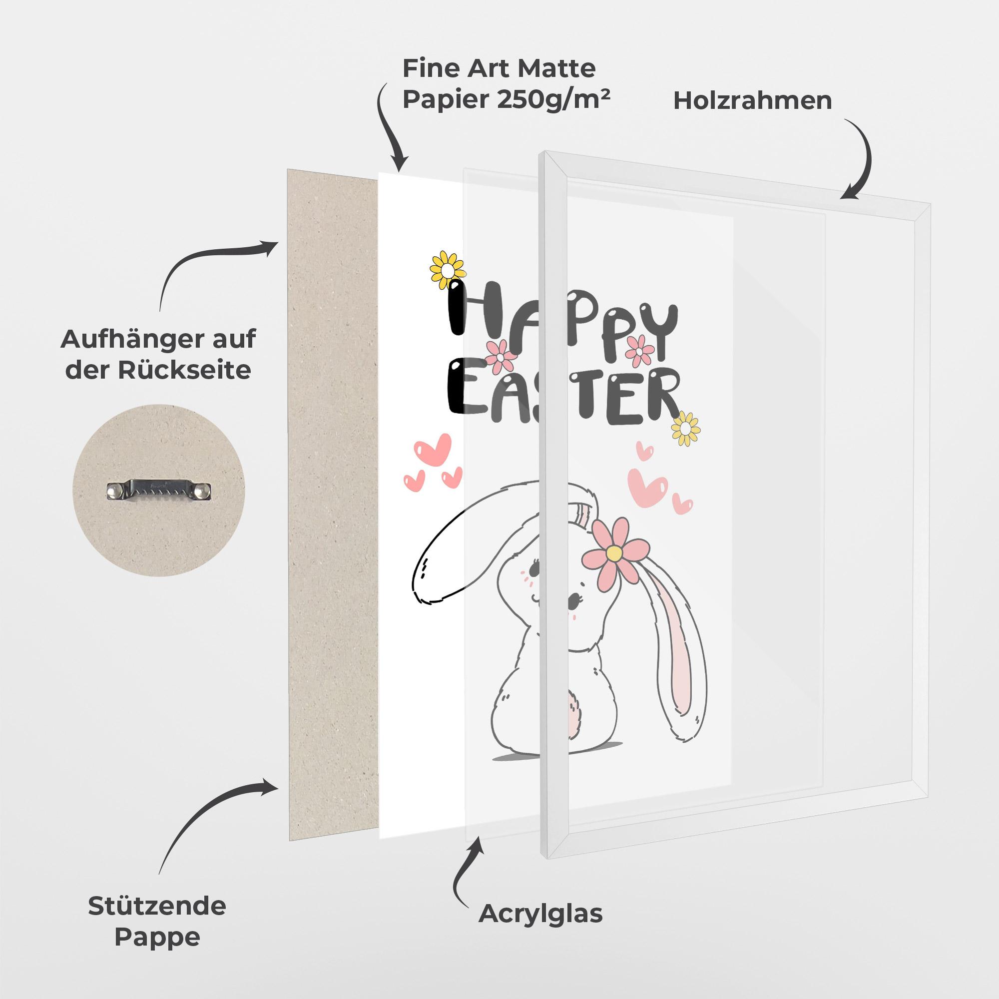 Gerahmte Poster Cute Spring Bunny mockup 1