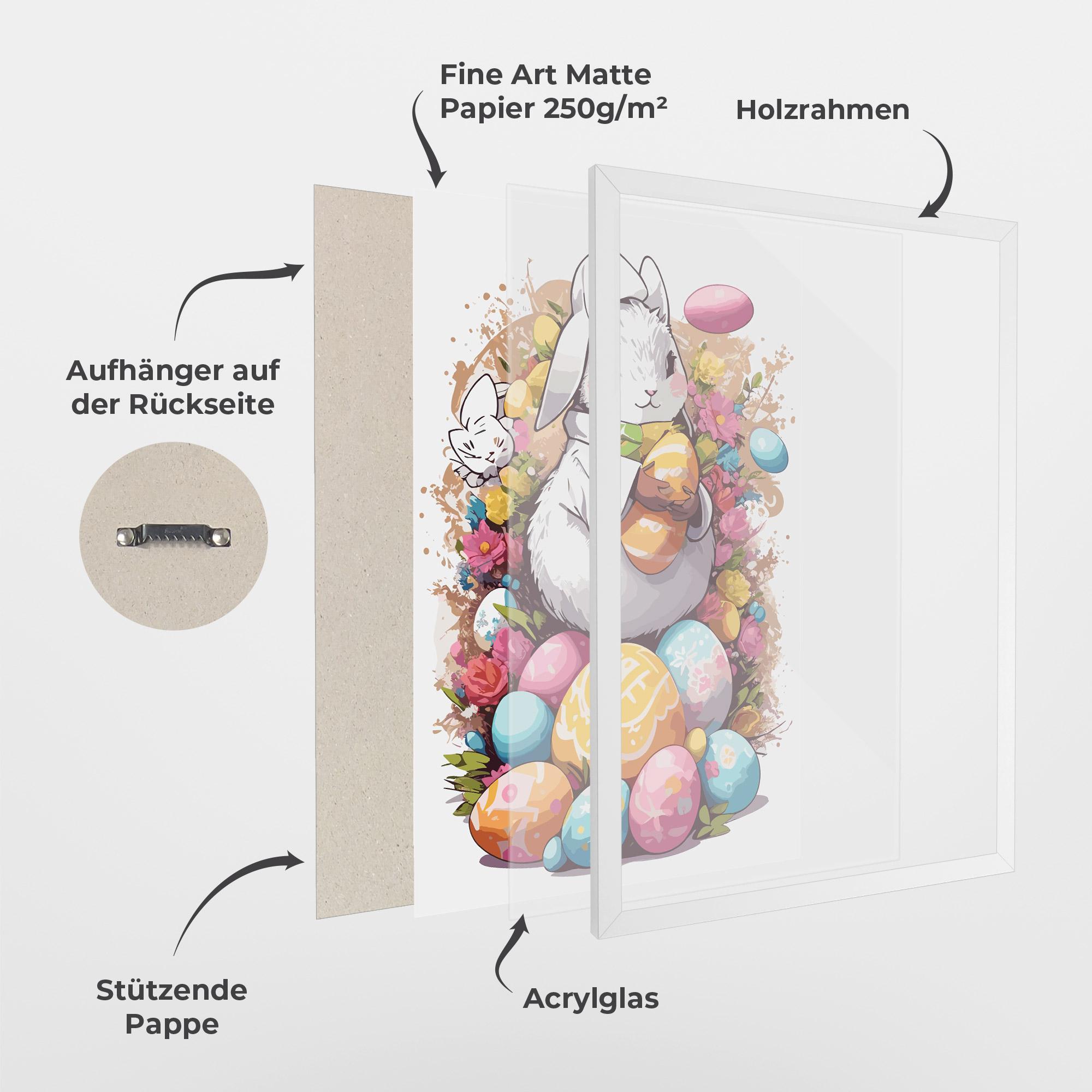 Gerahmte Poster White Easter Bunny mockup 1