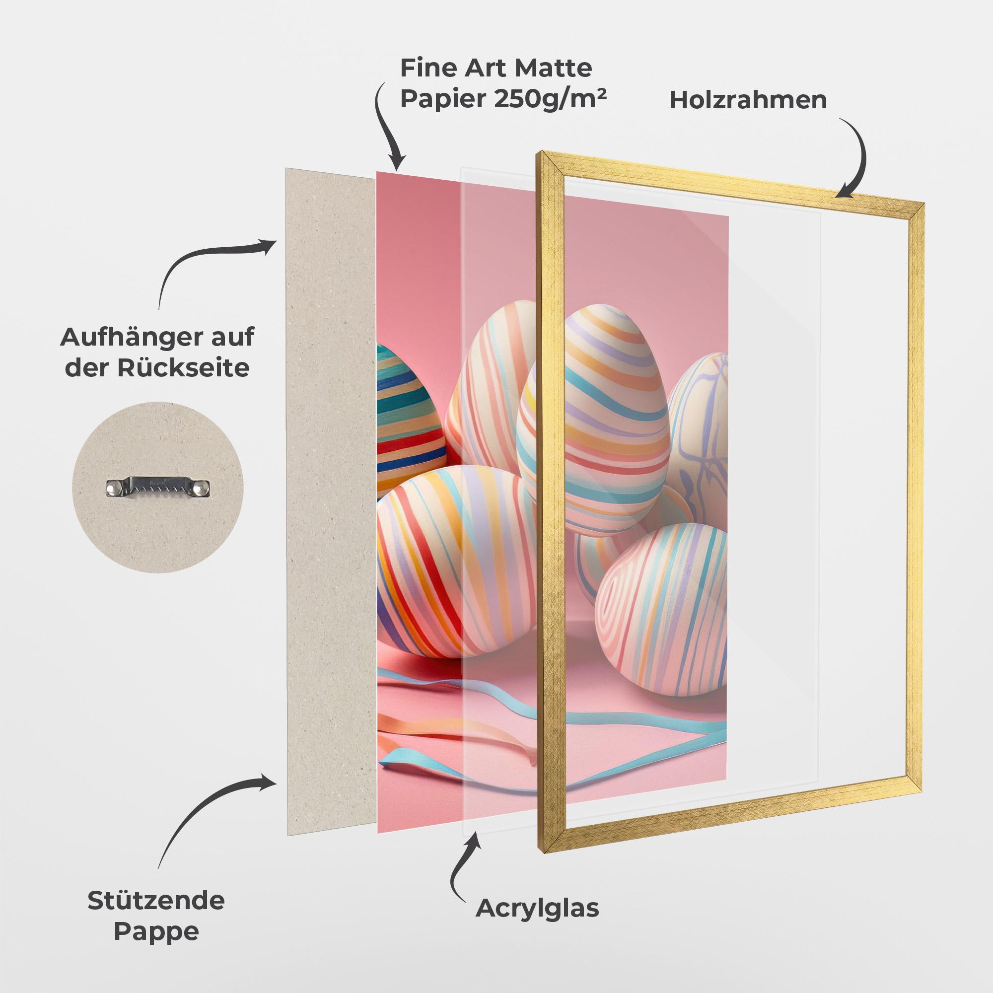 Gerahmte Poster Easter Eggs Ribbons mockup 1