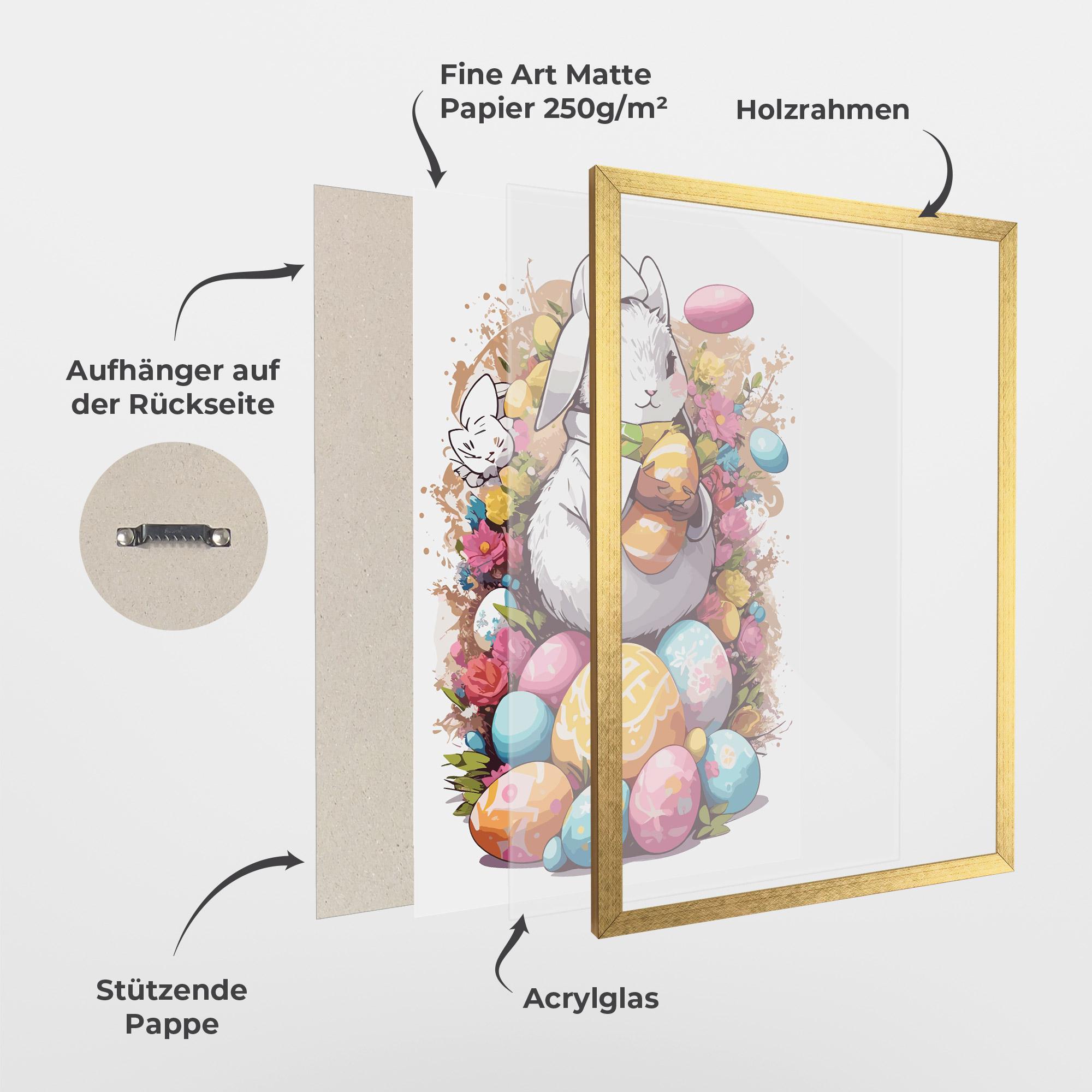 Gerahmte Poster White Easter Bunny mockup 1