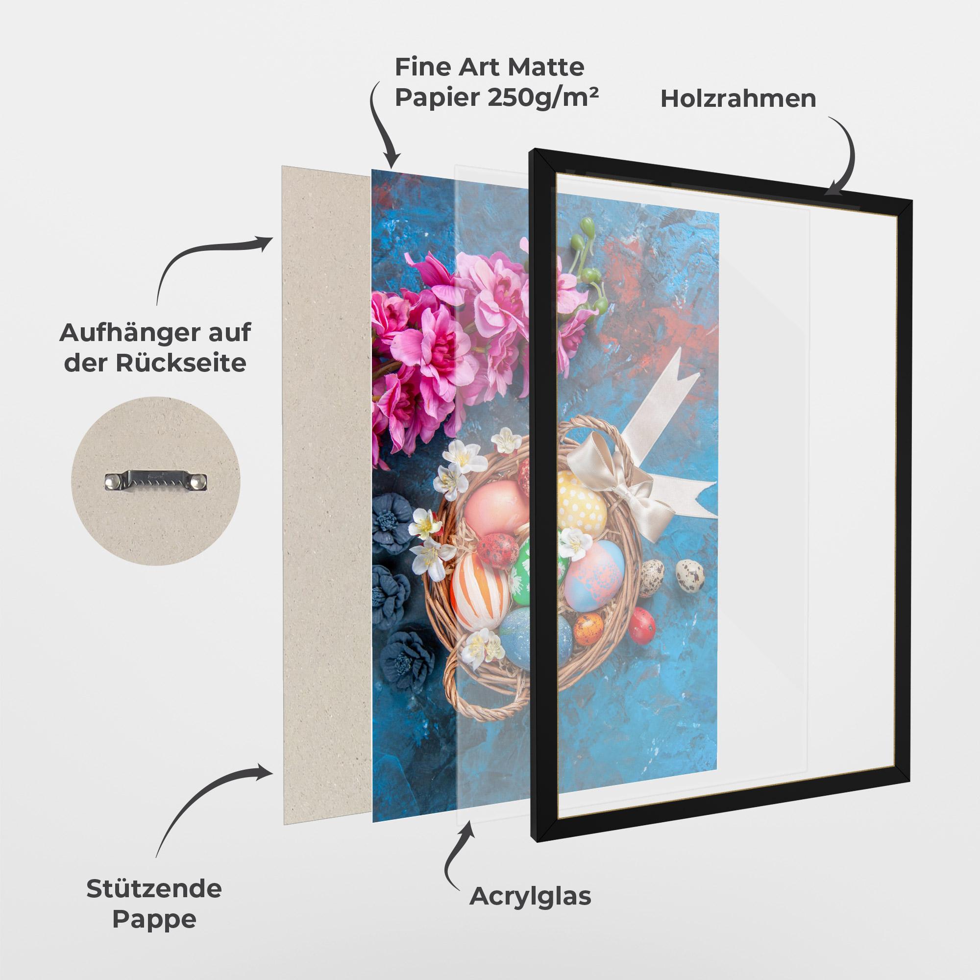 Gerahmte Poster Colored Easter Eggs mockup 1