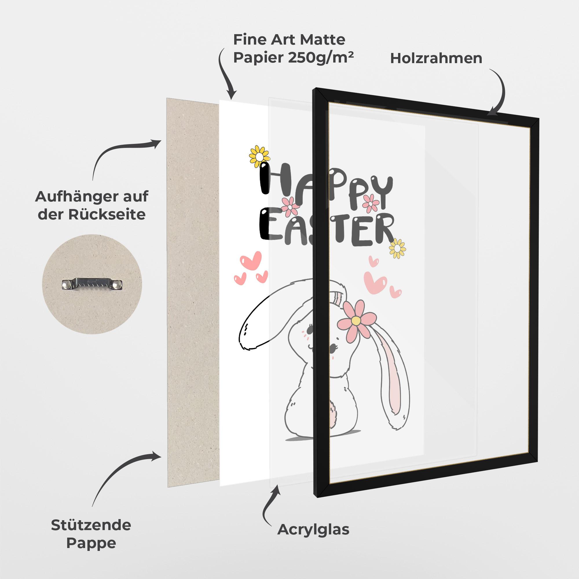 Gerahmte Poster Cute Spring Bunny mockup 1