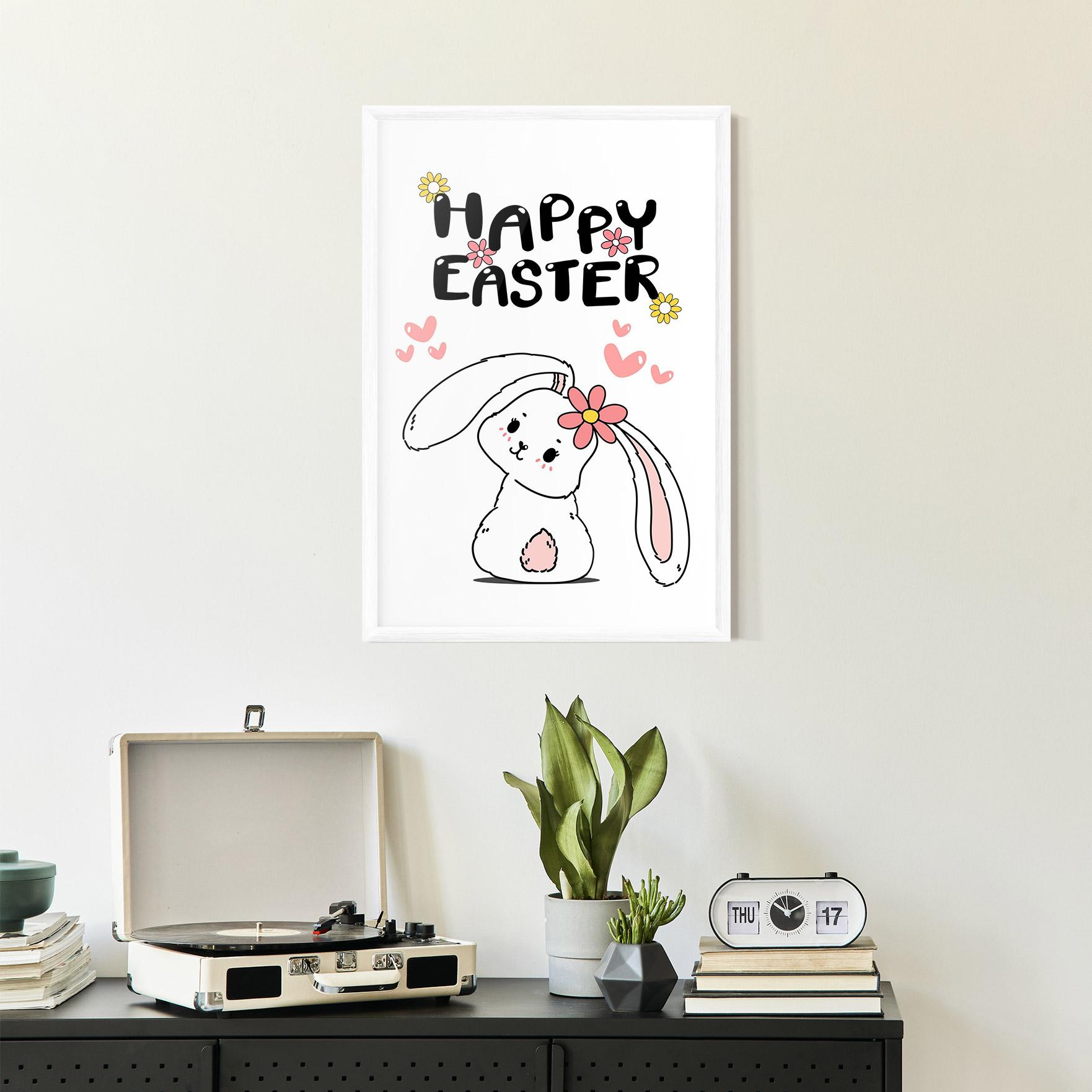 Gerahmte Poster Cute Spring Bunny mockup 2