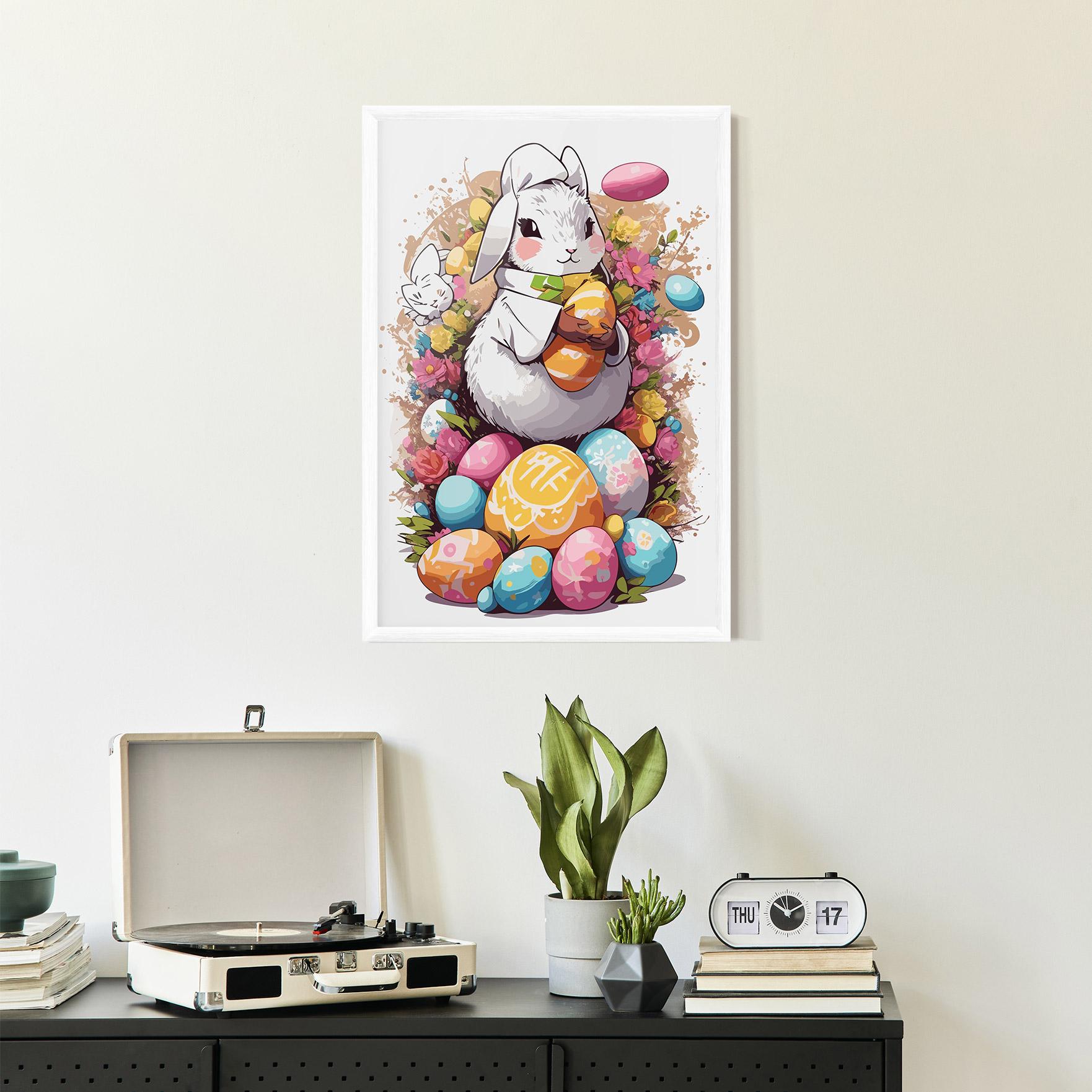 Gerahmte Poster White Easter Bunny mockup 2