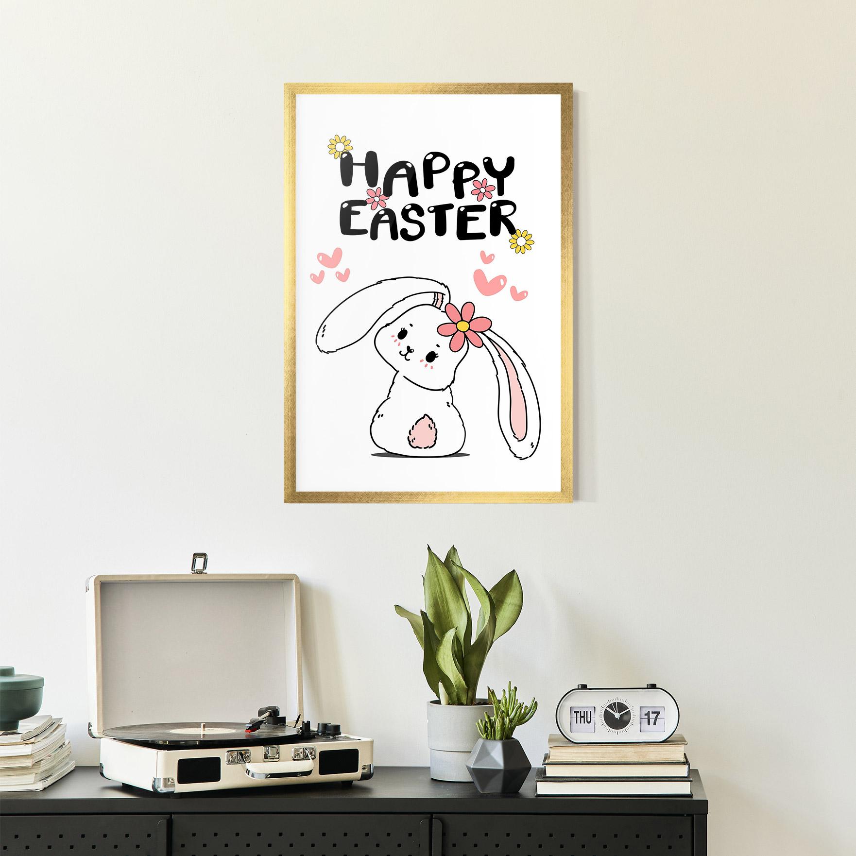 Gerahmte Poster Cute Spring Bunny mockup 2