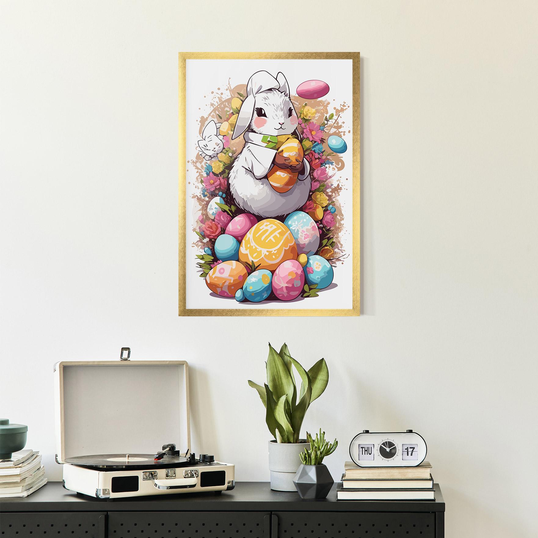 Gerahmte Poster White Easter Bunny mockup 2